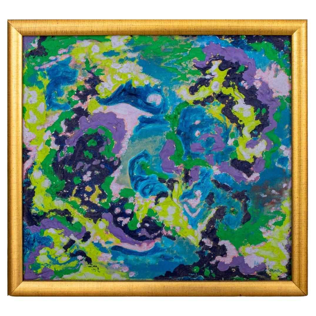 Kayo Lennar 'Purple Abstraction' Oil on Canvas For Sale