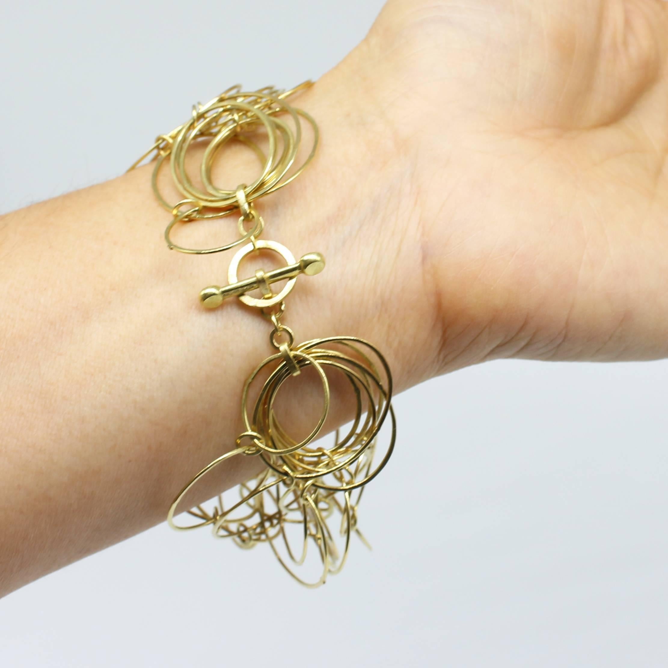 Kayo Saito 18 Karat Gold Chain Flexible Loop Hoop Bracelet Bangle For Sale 1