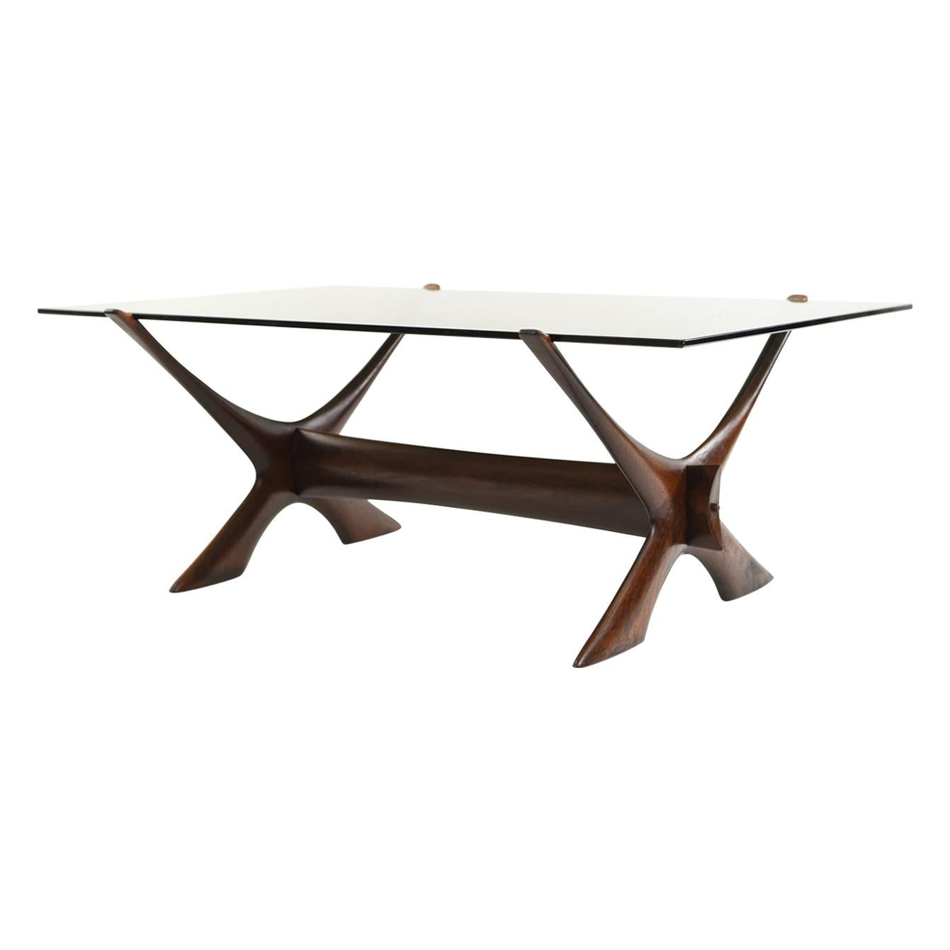 Kayser Schriever Smoked Glass and Oak Coffee Table