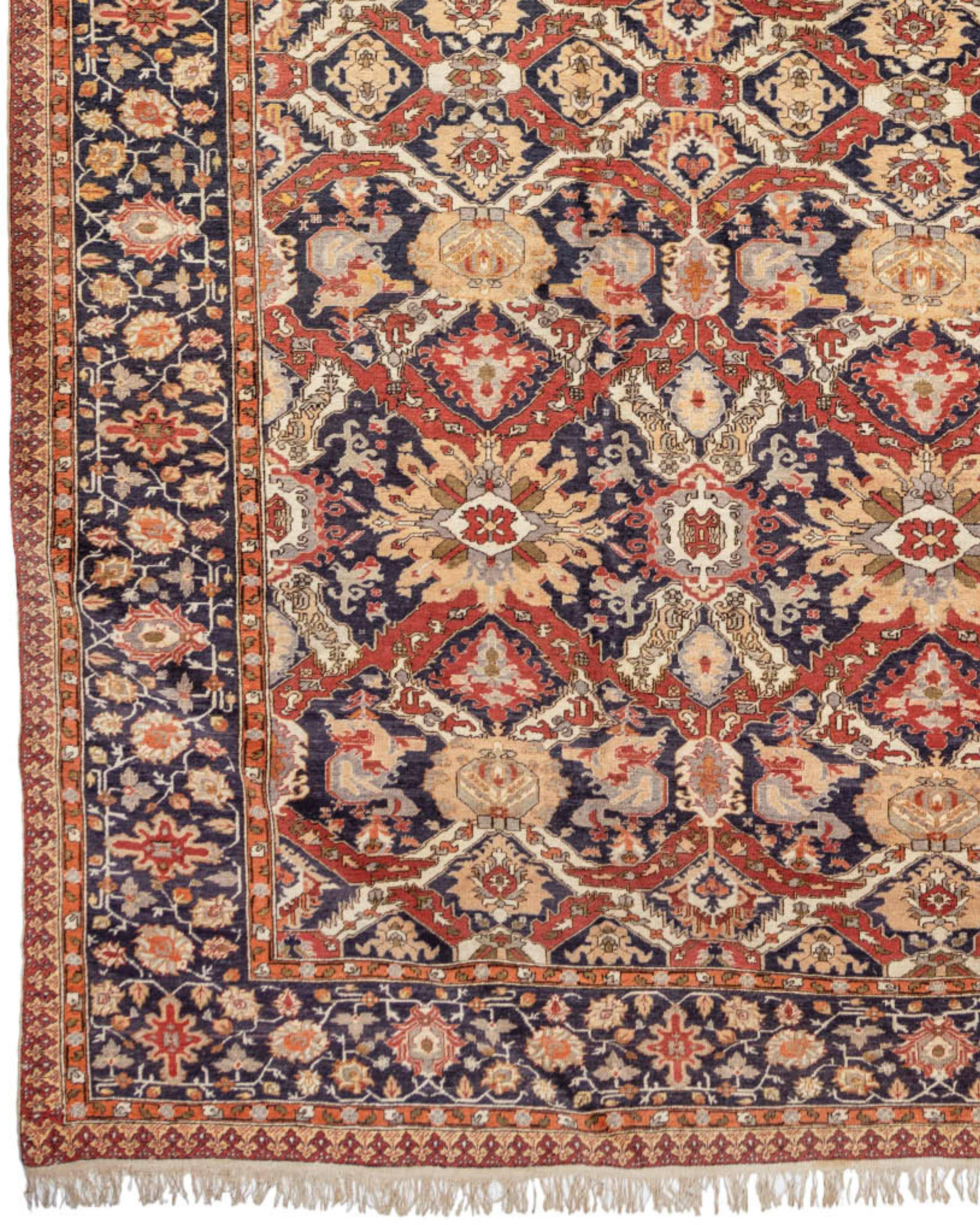 Hand-Knotted Antique Large Turkish Kayseri Carpet, c. 1900 For Sale