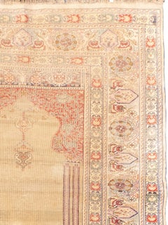 Kayseri Silk Prayer Rug, Large Format, Early 20th Century, 4'0" × 5'4"