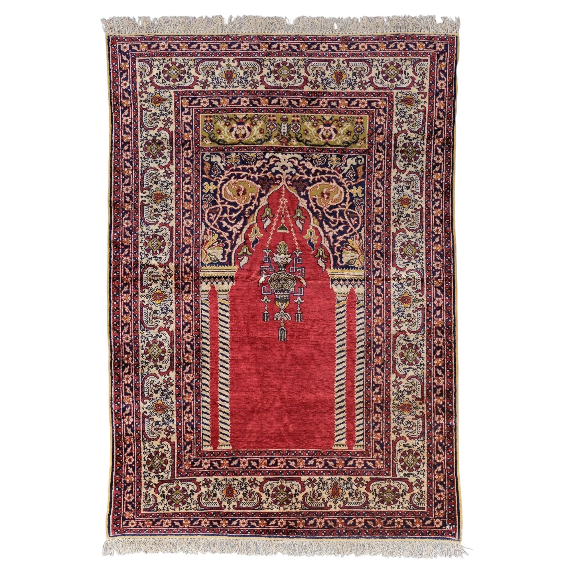 Kayseri Silk Rug - Mid 20th Century For Sale