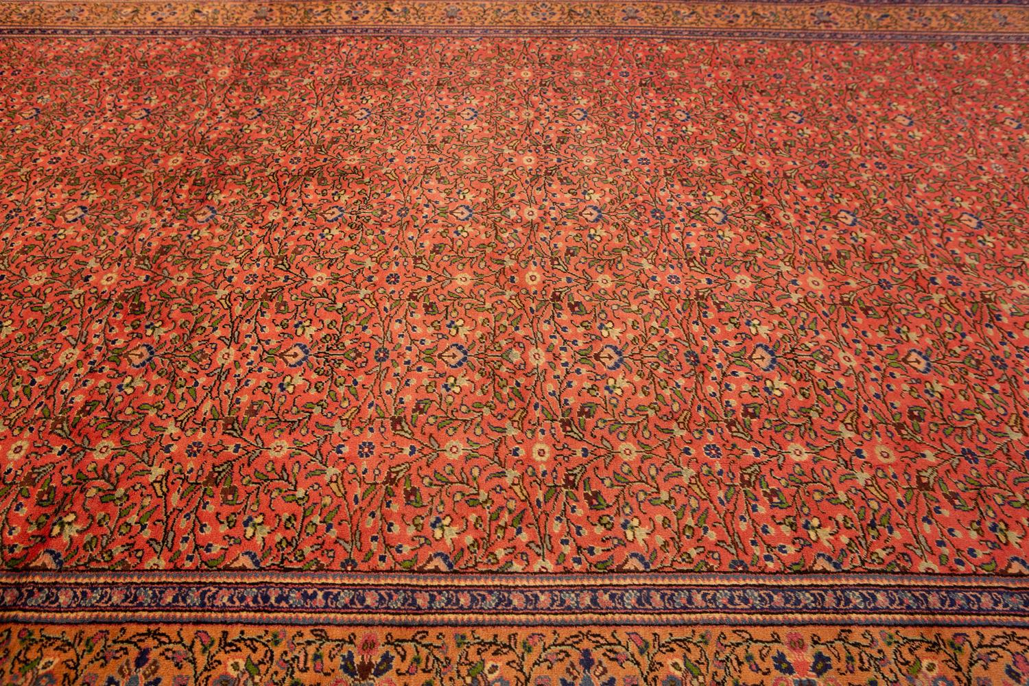 This beautiful Kayseri rug is from 1950-1970. The warp and weft of this rug is cotton and the pile is wool. The design is traditional and intricate, with a lovely floral pattern. The colors are soft and delicate, adding a touch of luxury to any