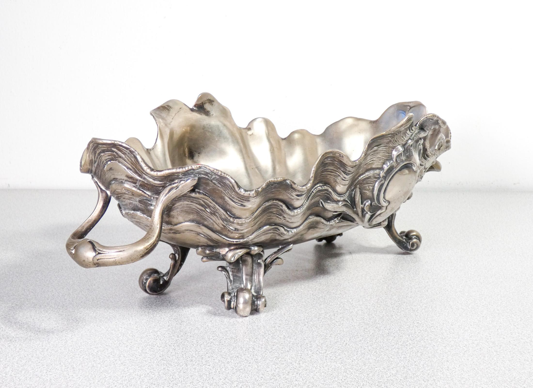 19th Century Kayserzinn Centerpiece Cachepot, Art Nouveau Sculpture, Germany, Late 19th For Sale