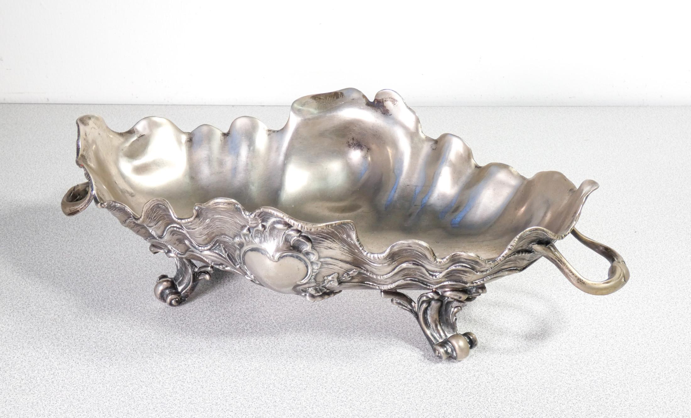 Silver Kayserzinn Centerpiece Cachepot, Art Nouveau Sculpture, Germany, Late 19th For Sale