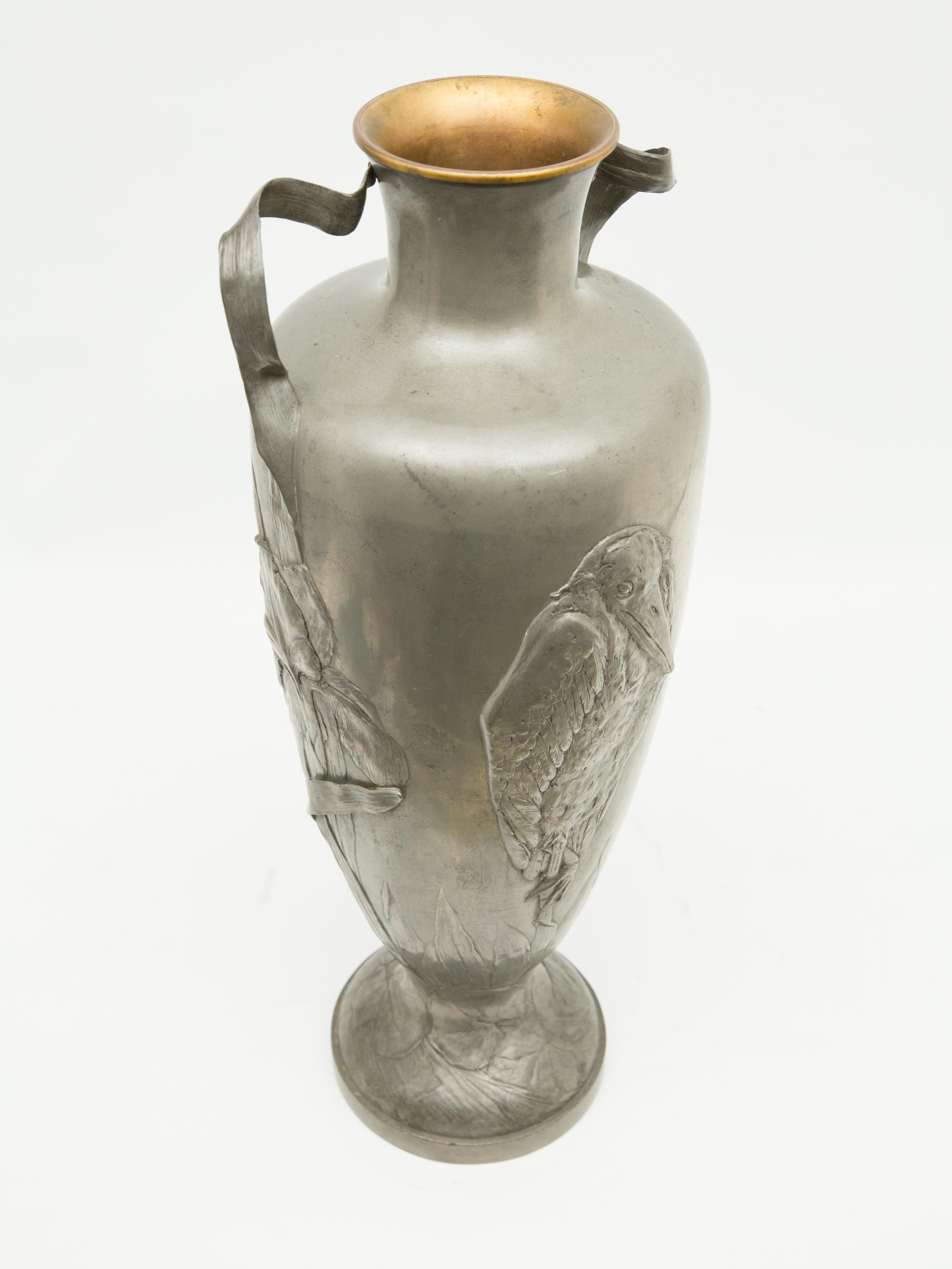 Kayserzinn Monumental Tall Pewter Art Nouveau Vase 1