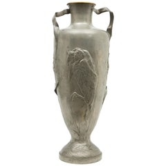 Kayserzinn Monumental Tall Pewter Art Nouveau Vase