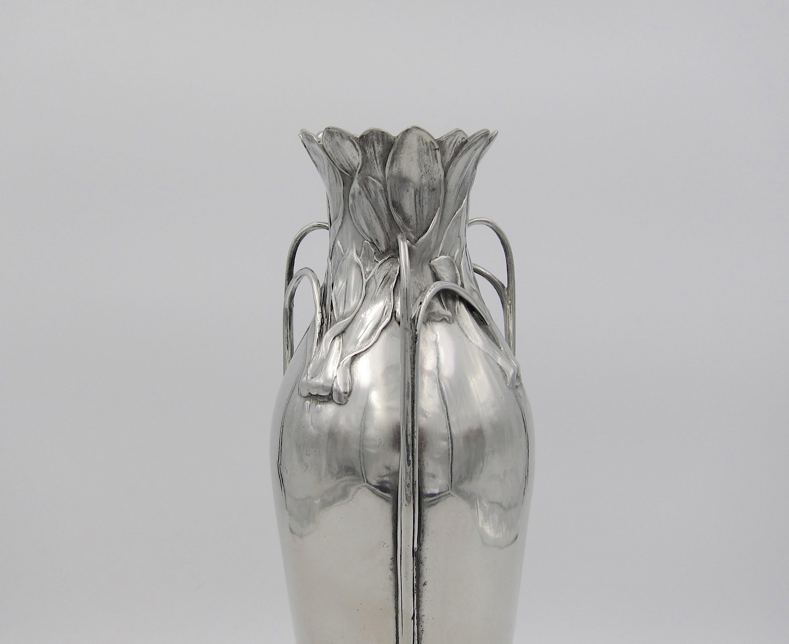 Art Nouveau Antique Kayserzinn Jugendstil Vase Pair, 1898-1900