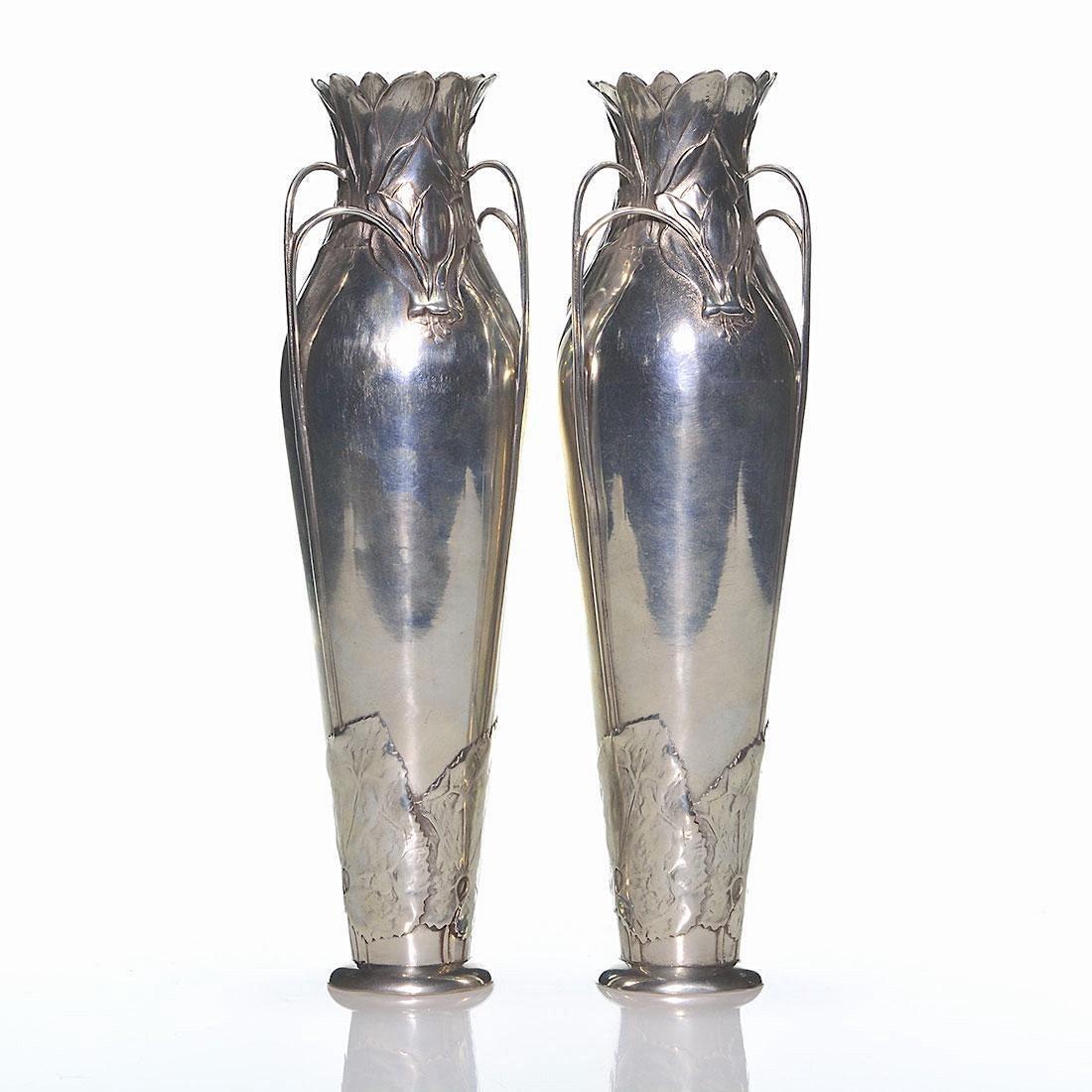 20th Century Antique Kayserzinn Jugendstil Vase Pair, 1898-1900