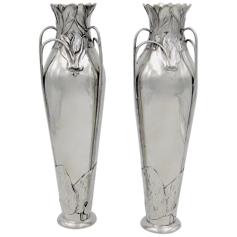 Antique Kayserzinn Jugendstil Vase Pair, 1898-1900 at 1stDibs | kayserzinn  vase