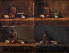 "Untitled" - Impressionist Still-Life of Everyday Objects, Oil Painting on Panel