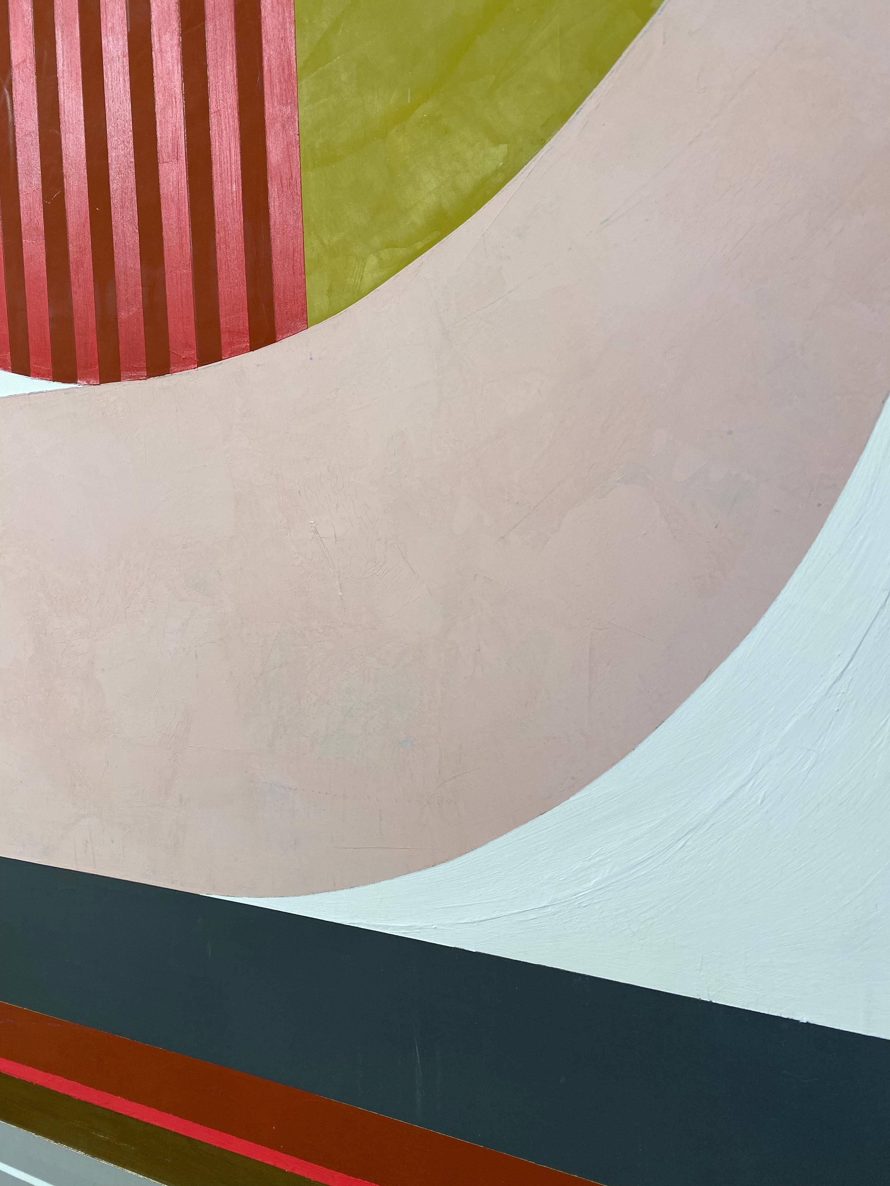 Awakening, peinture géométrique abstraite, palette rouge vif moderne du milieu du siècle dernier en vente 2