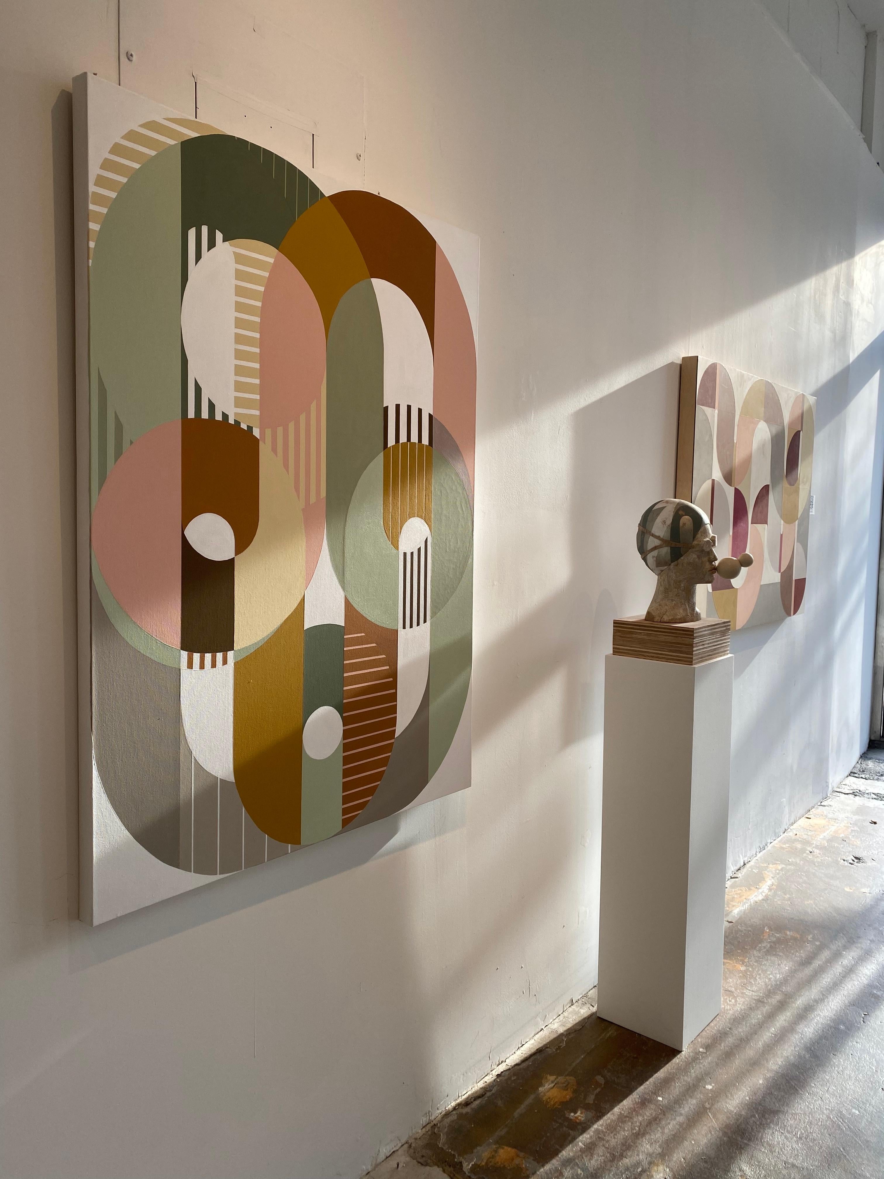 Cambiamenti, pittura geometrica astratta, pittura moderna di metà secolo, tavolozza morbida e pulita - Interior Painting Beige di Kazaan Viveiros