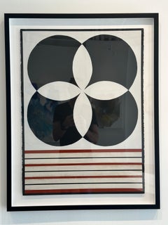Clover, Black and neutral tones, graphic contemporary work on paper, black frame