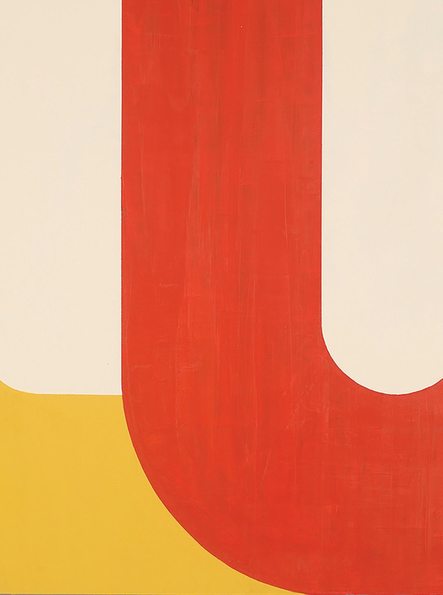 Eternal Return, striking modern geometric abstract, red and yellow palette 2