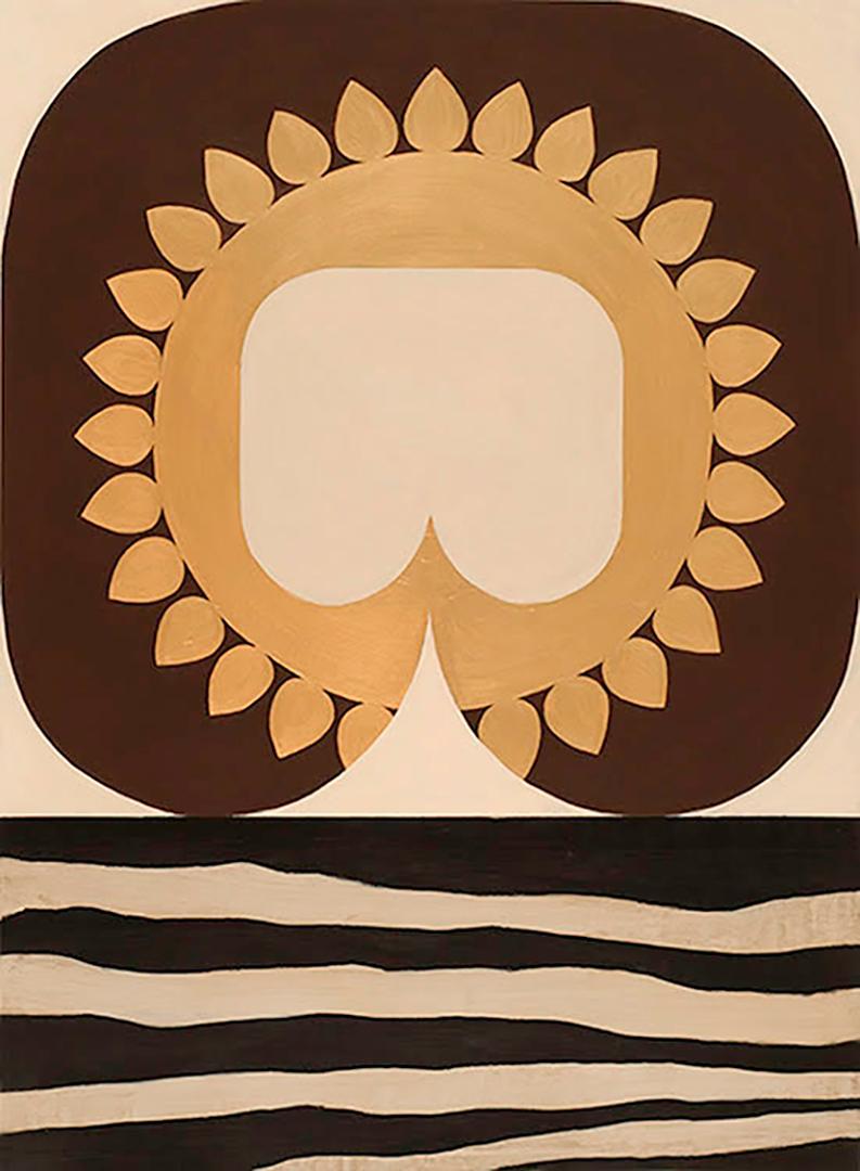 Abstract Painting Kazaan Viveiros - Kalahari Sun, peinture abstraite graphique unique sur papier d'inspiration marocaine