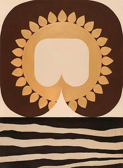 Kalahari Sun, Moroccan inspired unique graphic abstract mocha painting on paper