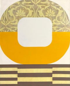 Marigold Damask, contemporary, abstract, geometric, acrylic, yellow & green