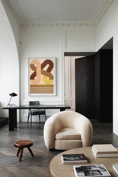 Tangent, earthy tones, modern and geometric abstract painting on paper
