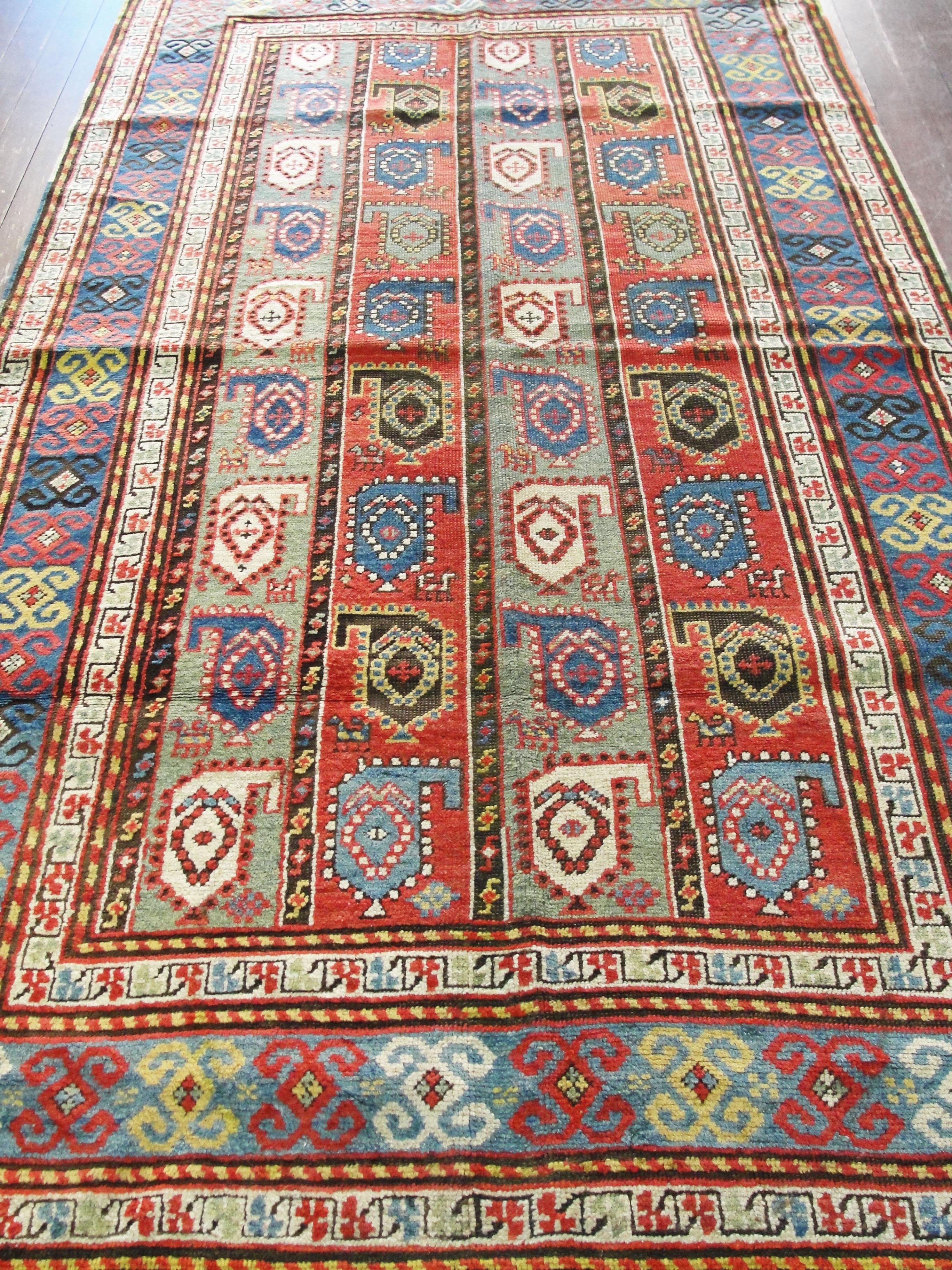 Hand-Knotted Kazak Antique Caucasian Rug, 3'9