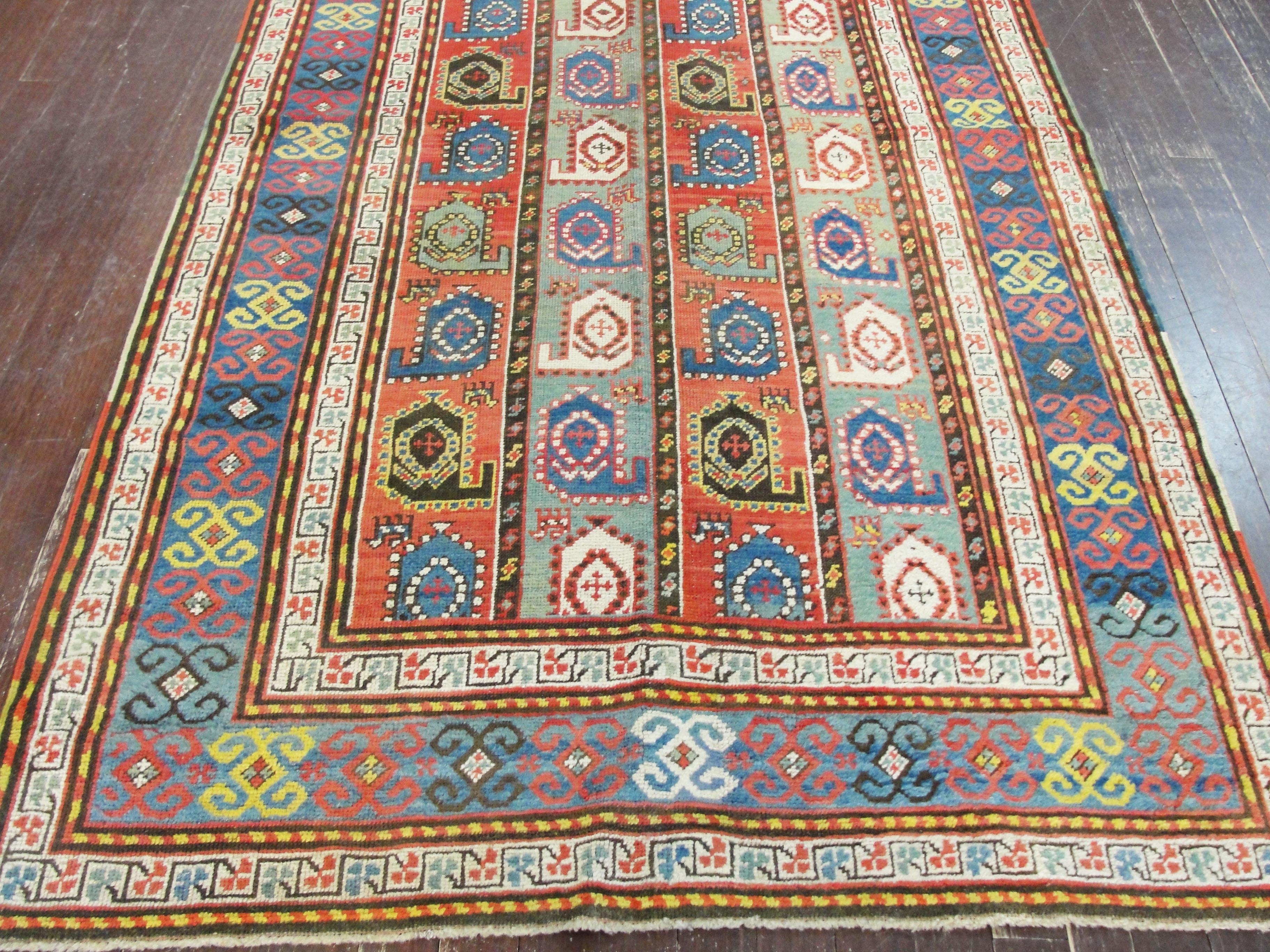 19th Century Kazak Antique Caucasian Rug, 3'9