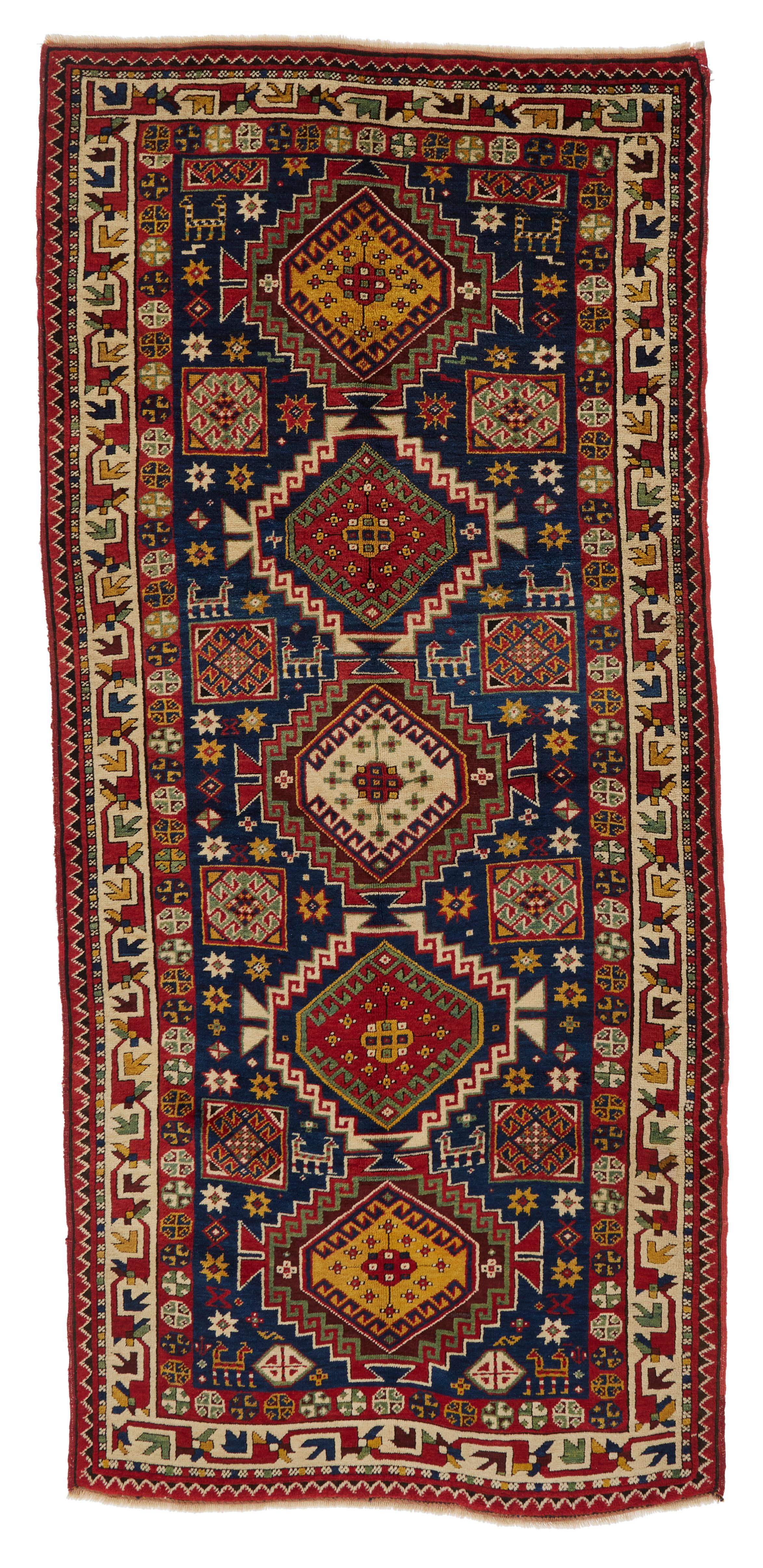 Kazako TAPPETO ANTICO KAZAK della fine del XIX secolo; 100 % Lana in vendita