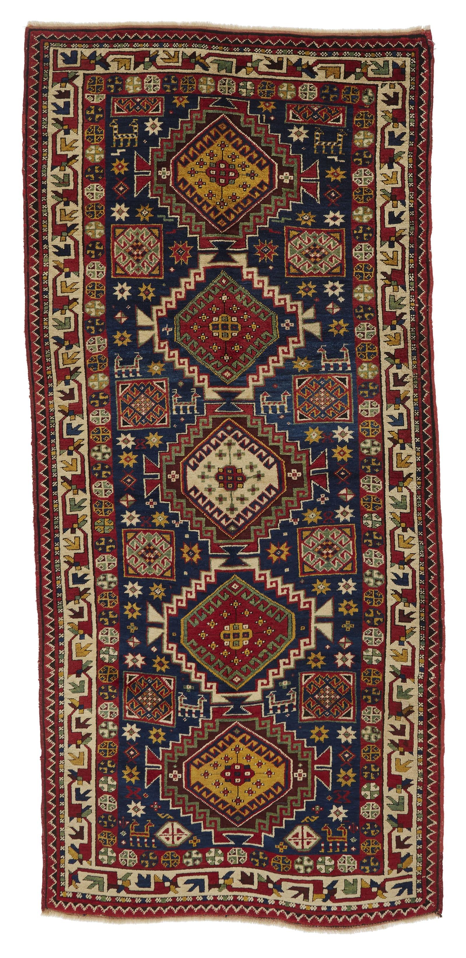 Armenian  KAZAK ANTIQUE RUG from the late 19th century; 100 % Wool For Sale