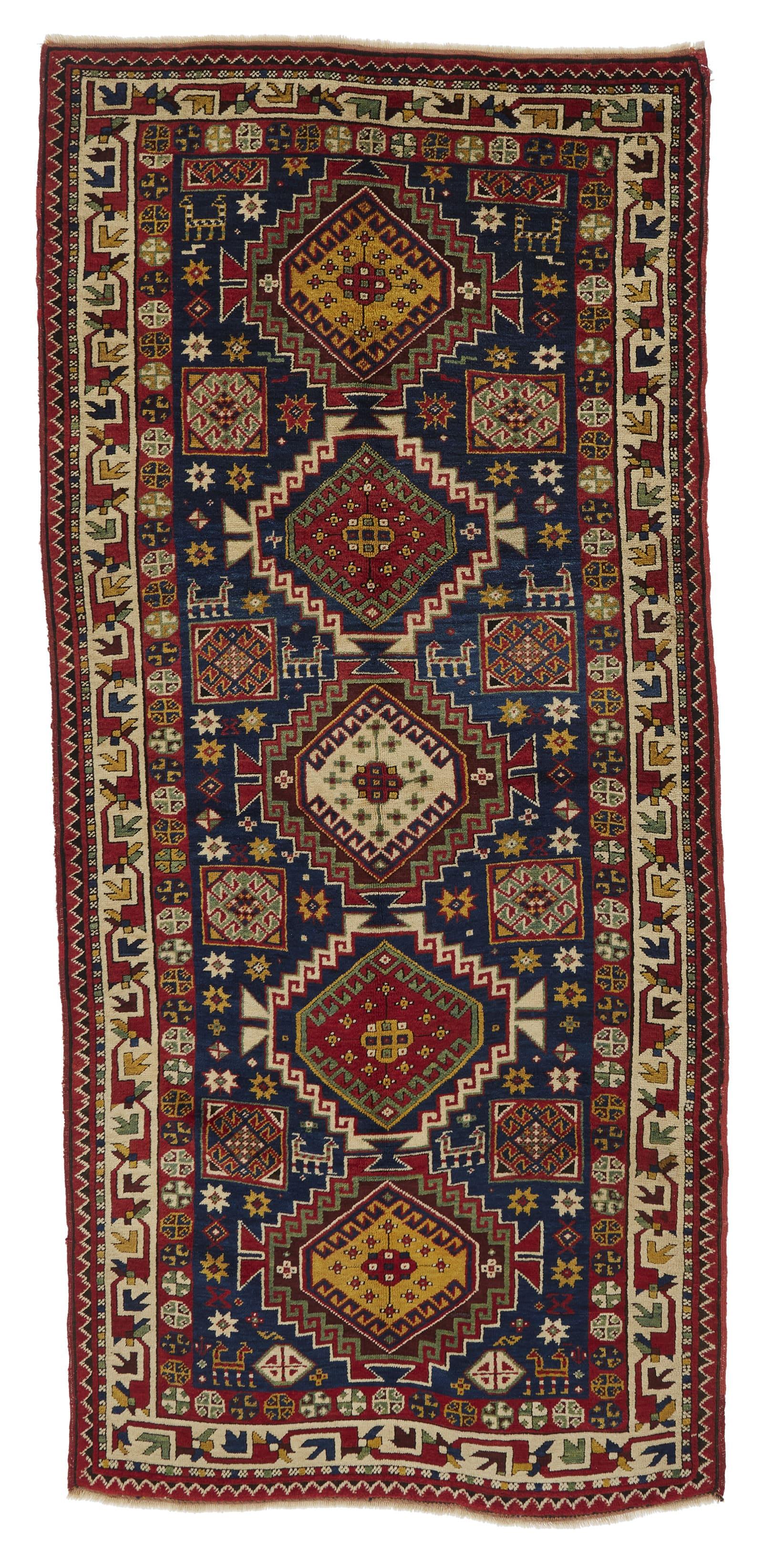 Armeno TAPPETO ANTICO KAZAK della fine del XIX secolo; 100 % Lana in vendita