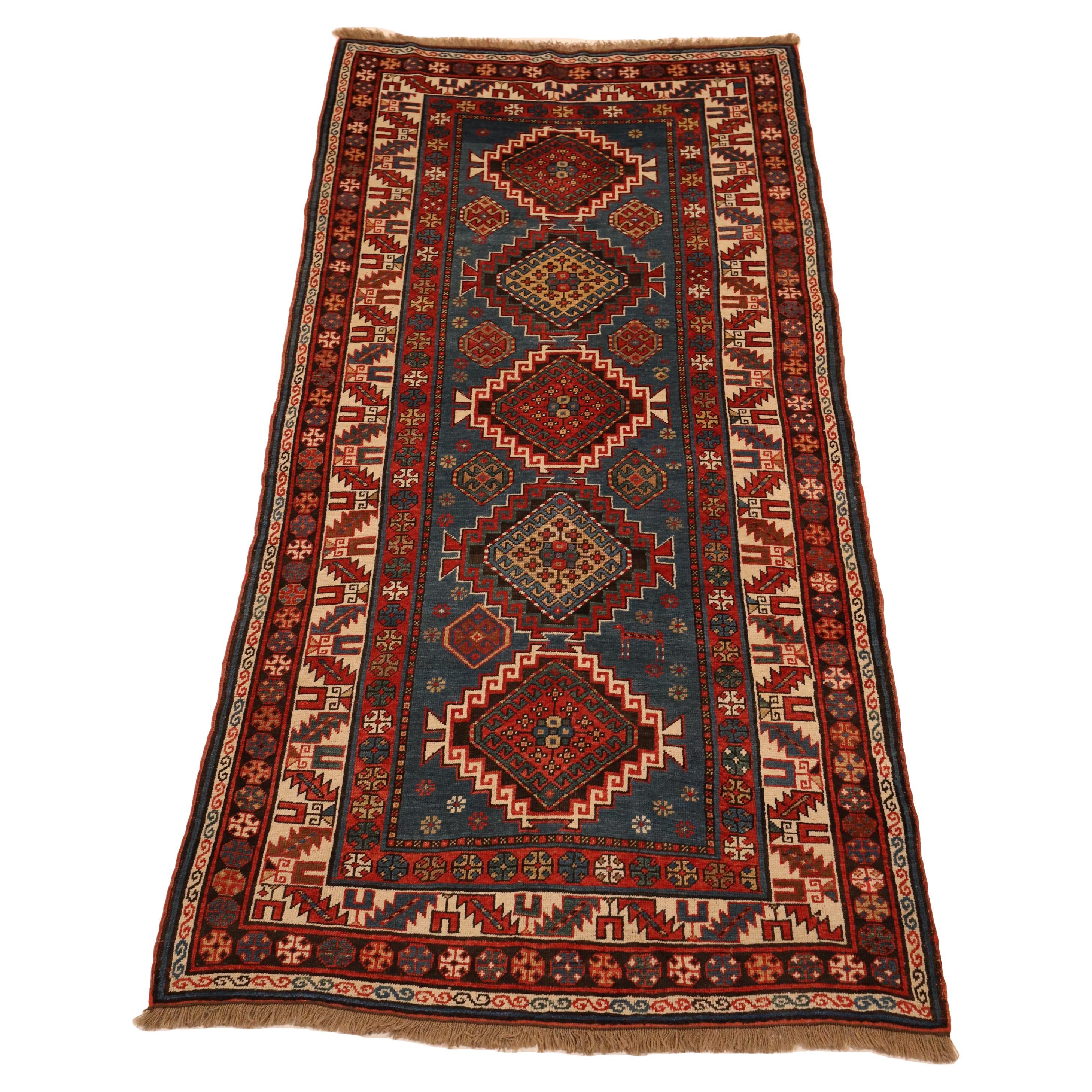 Kazak Antique runner - 4'5" x 9'3" For Sale