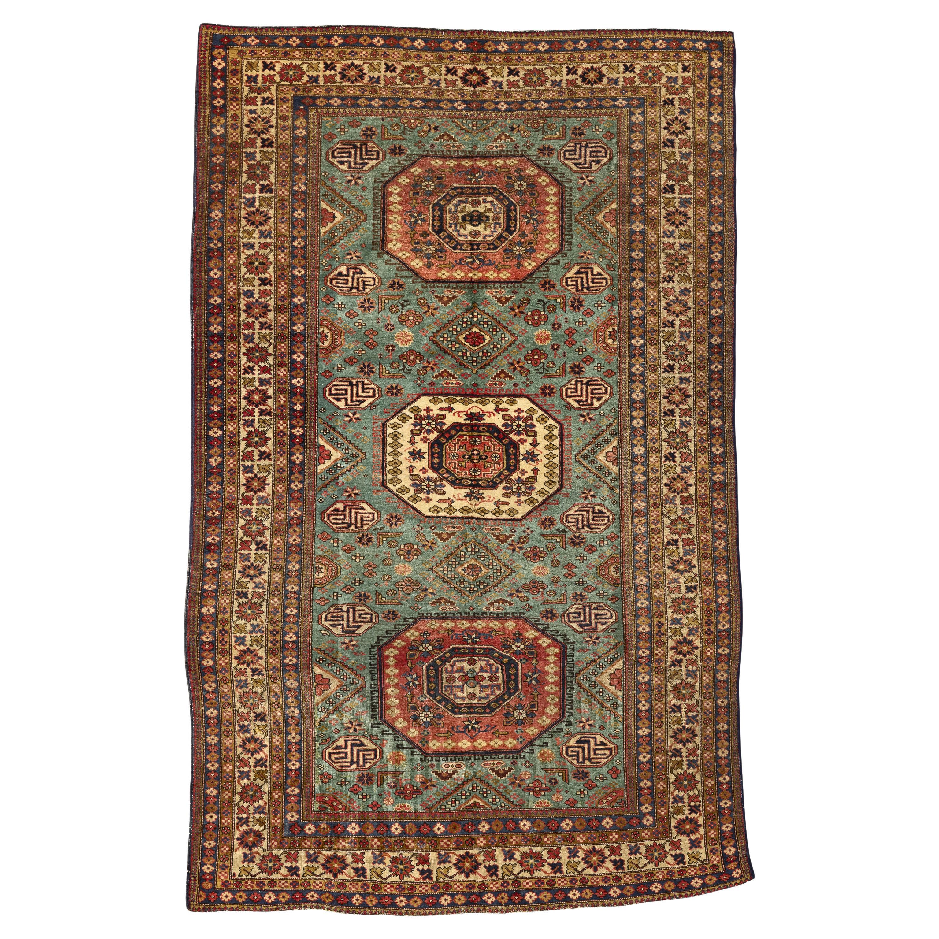 Kazak – Central Caucasus

The singular mastery and the masterful combination of colours give this piece of art a striking presence in the highest region of the Caucasus Mountains. Designs passed down for centuries between families of carpet makers