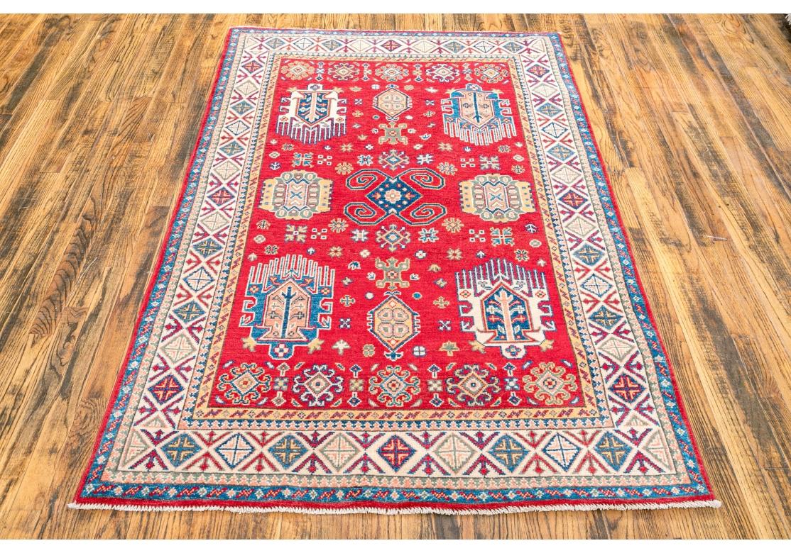 Kazak Handgeknüpfter Wollteppich im Angebot 3