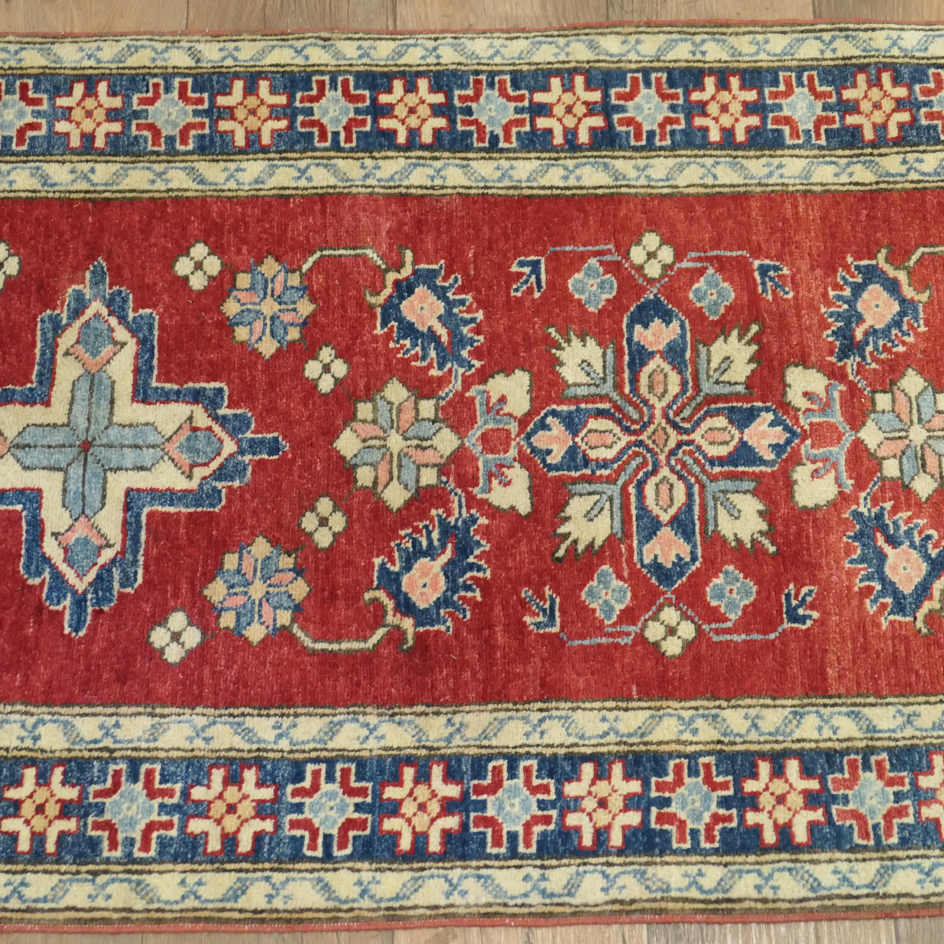 Islamic Kazak Hand Woven Traditional Design 12ft Carpet Runner    For Sale