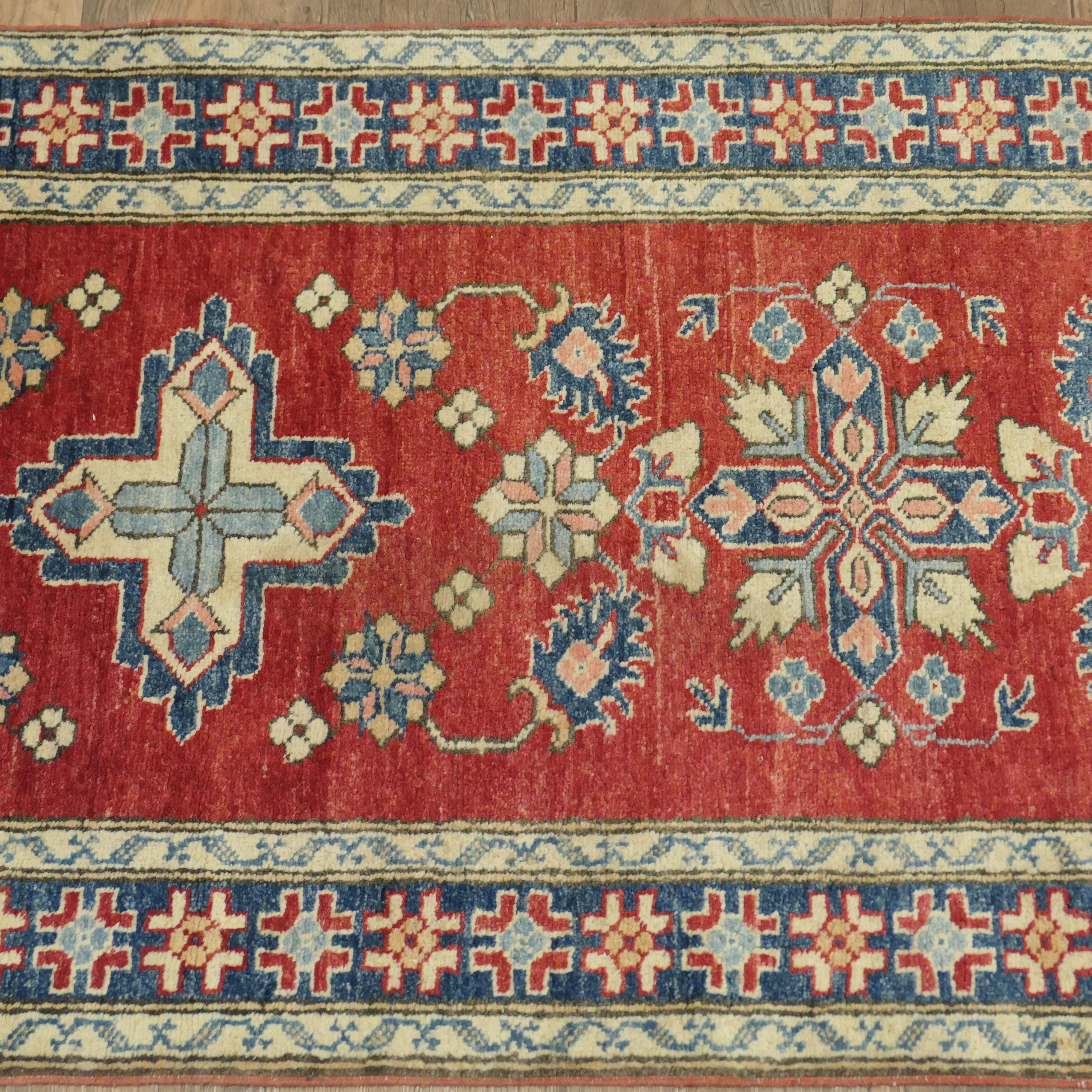 Kazak Hand Woven Traditional Design 12ft Carpet Runner    In Good Condition For Sale In Chillerton, Isle of Wight