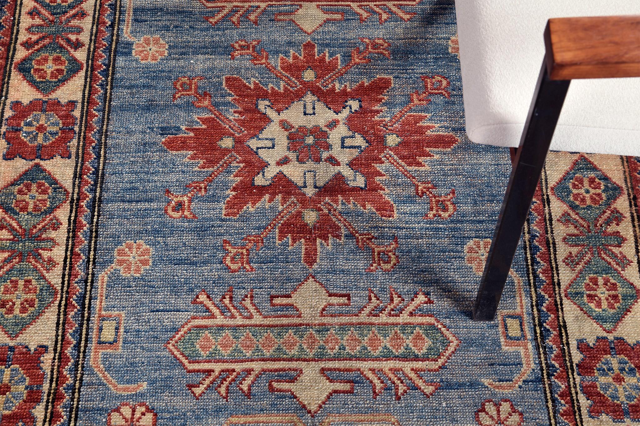 Hand-Knotted Kazak Revival Runner For Sale
