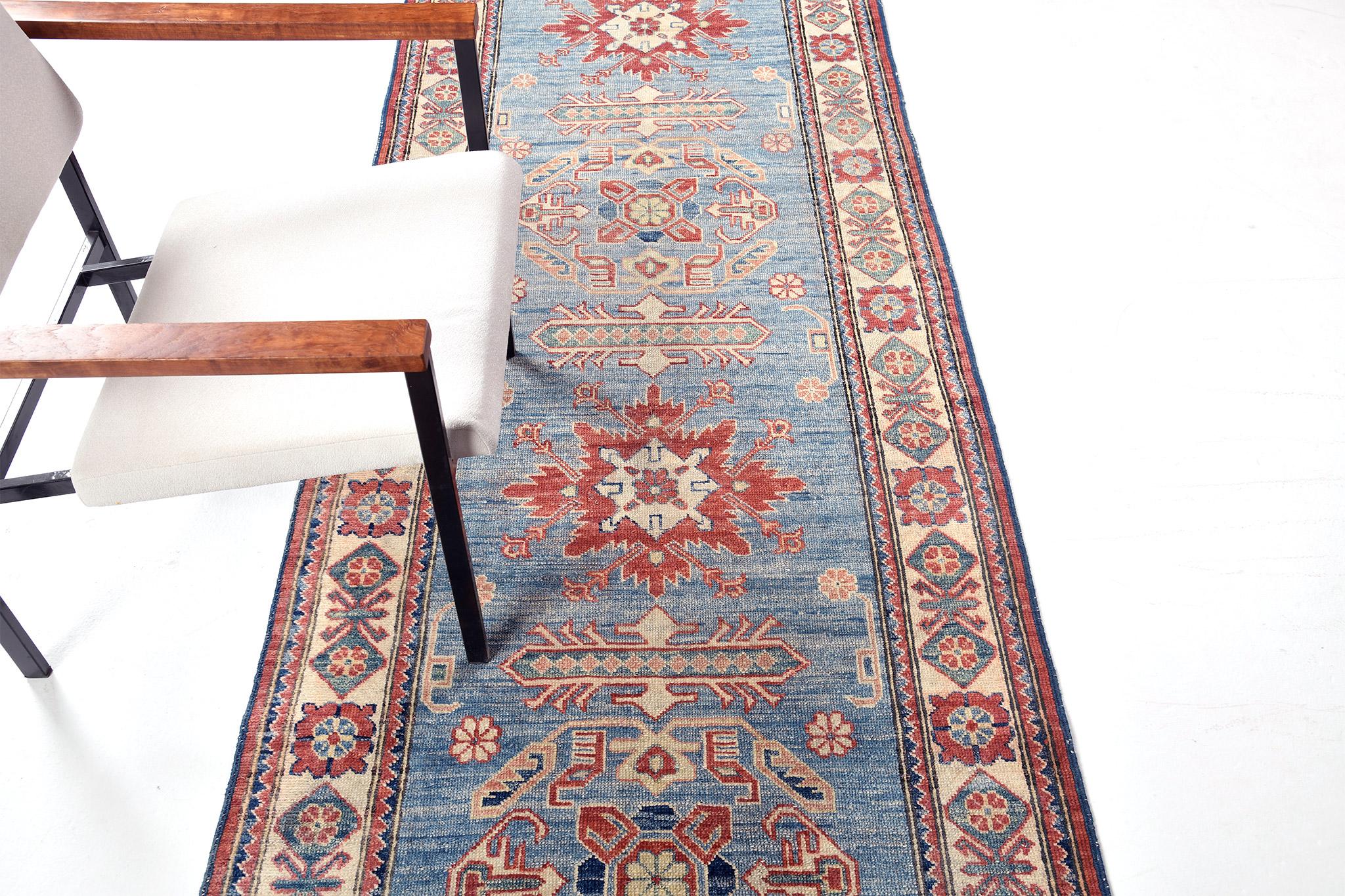 Wool Kazak Revival Runner For Sale