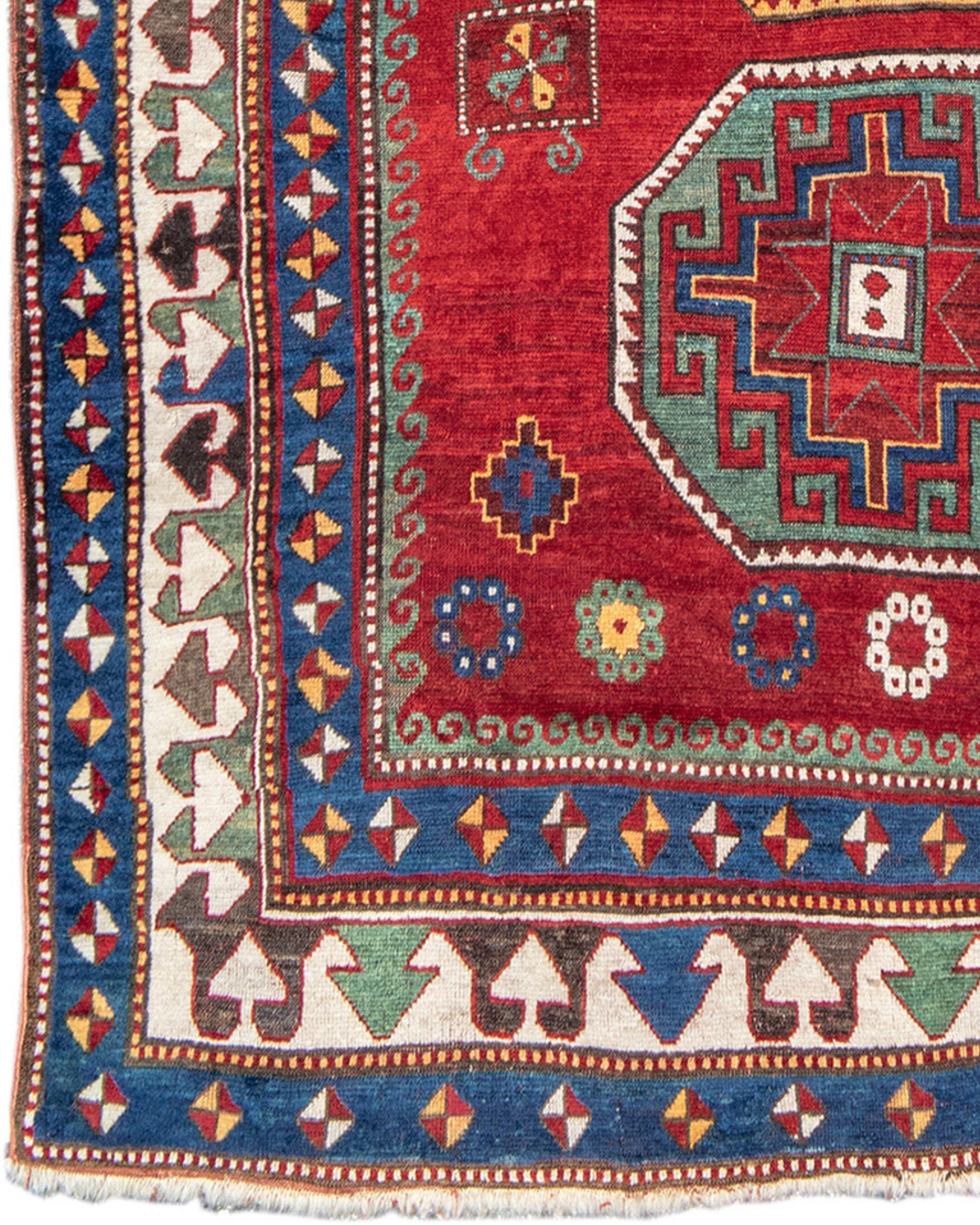 Hand-Knotted Antique Kazak Rug, 19th Century For Sale