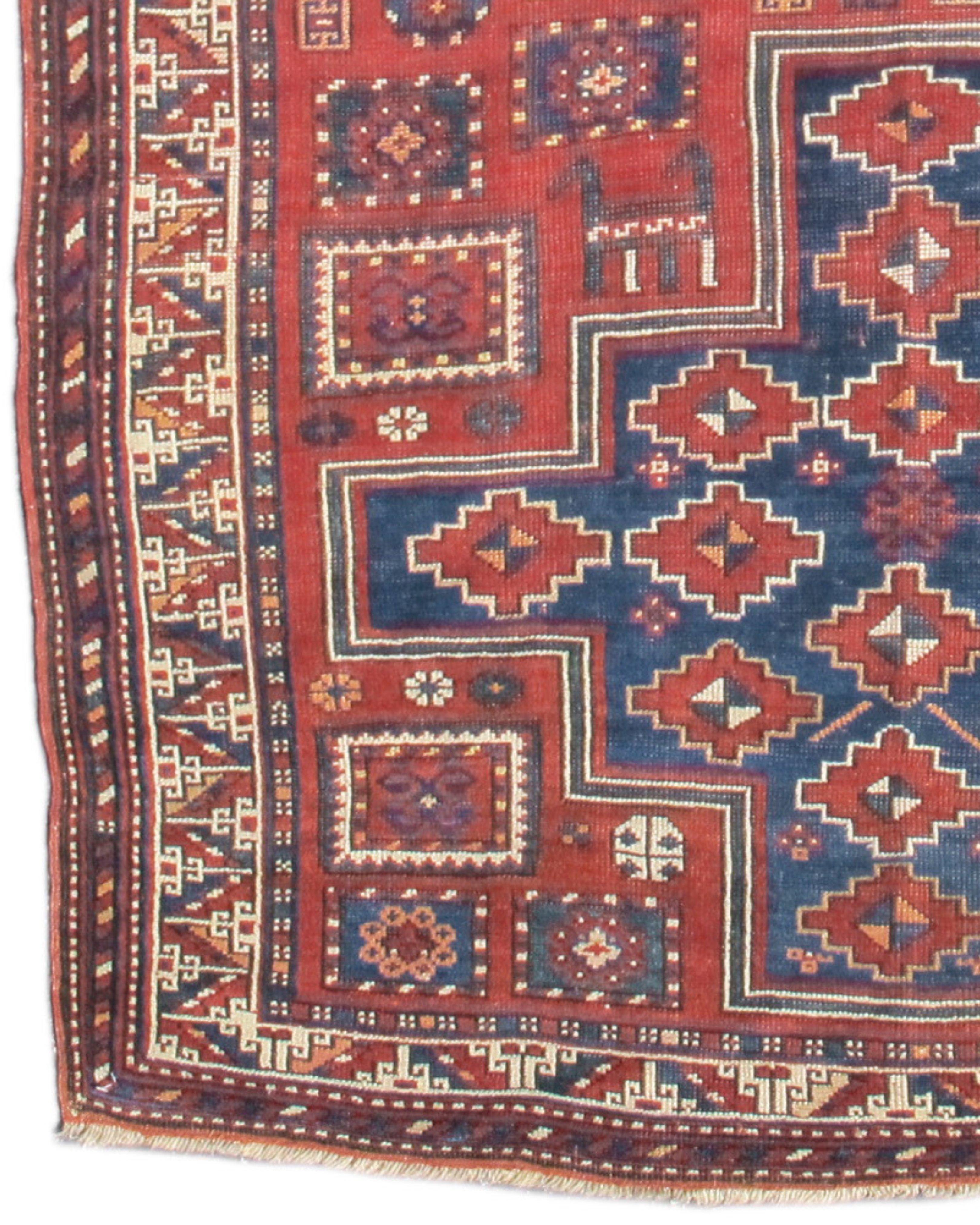 Hand-Knotted Kazak Rug, c. 1900 For Sale
