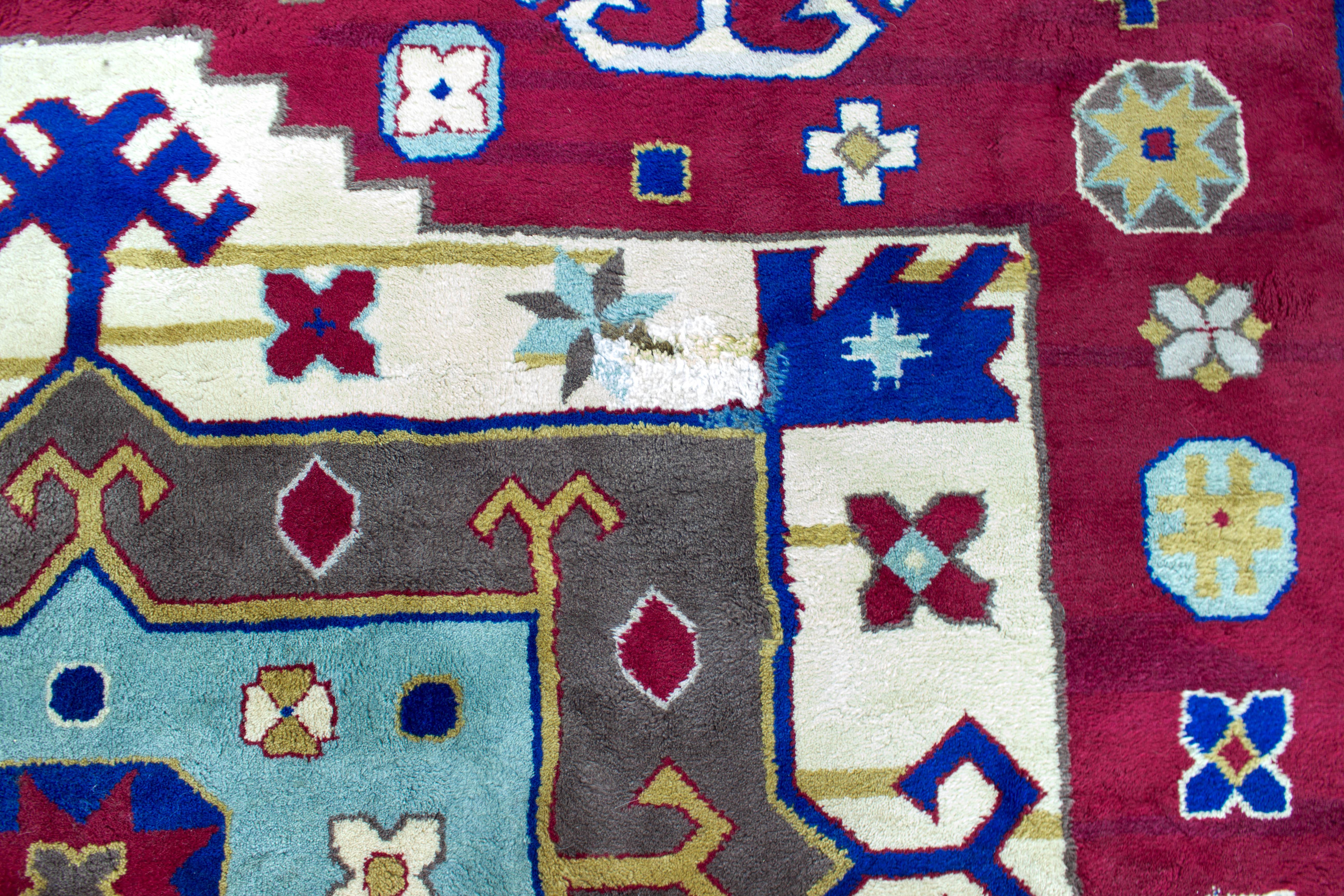 Wool Kazak Rug, Hand Knotted, circa 1960s For Sale