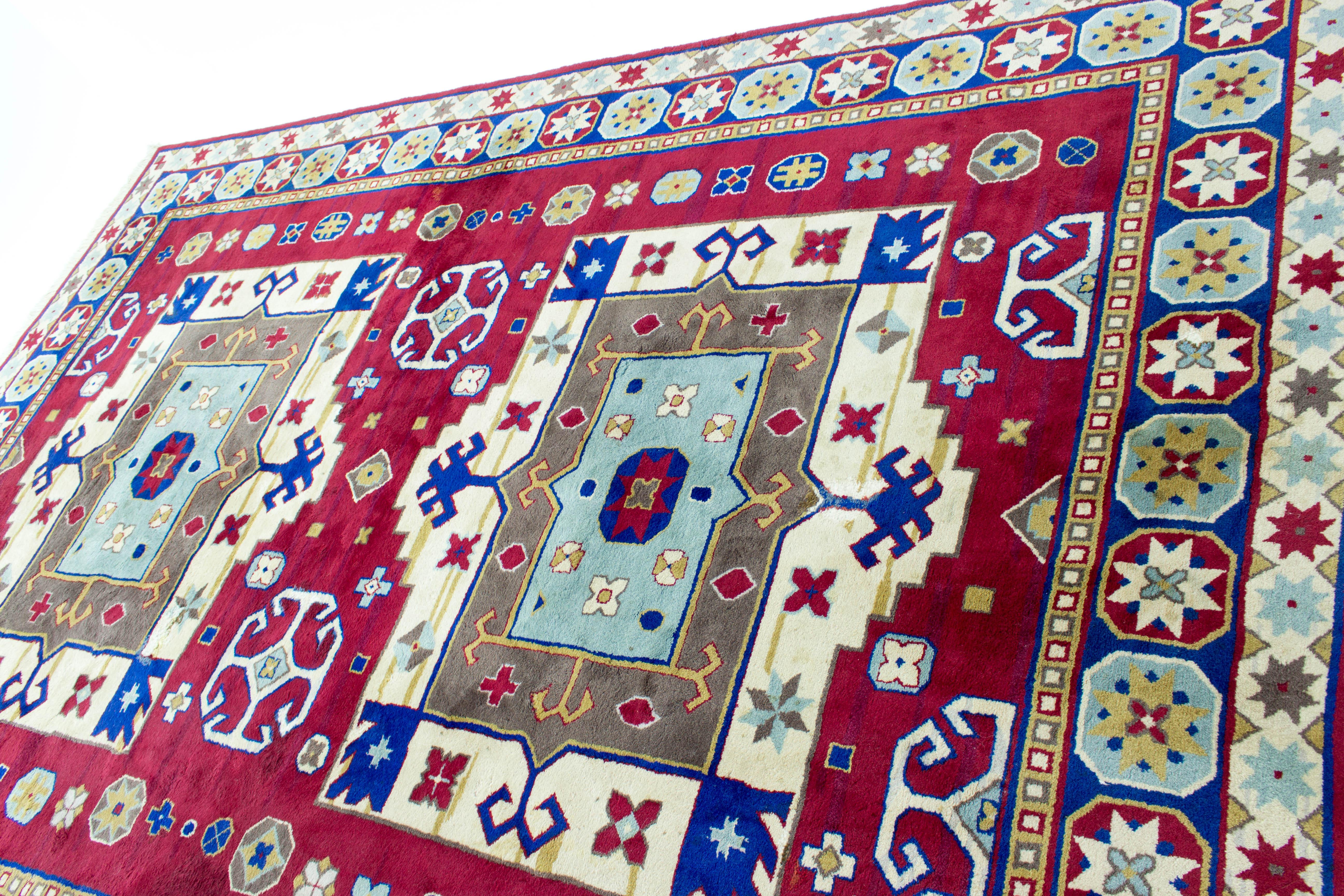 Kazak Rug, Hand Knotted, circa 1960s For Sale 2