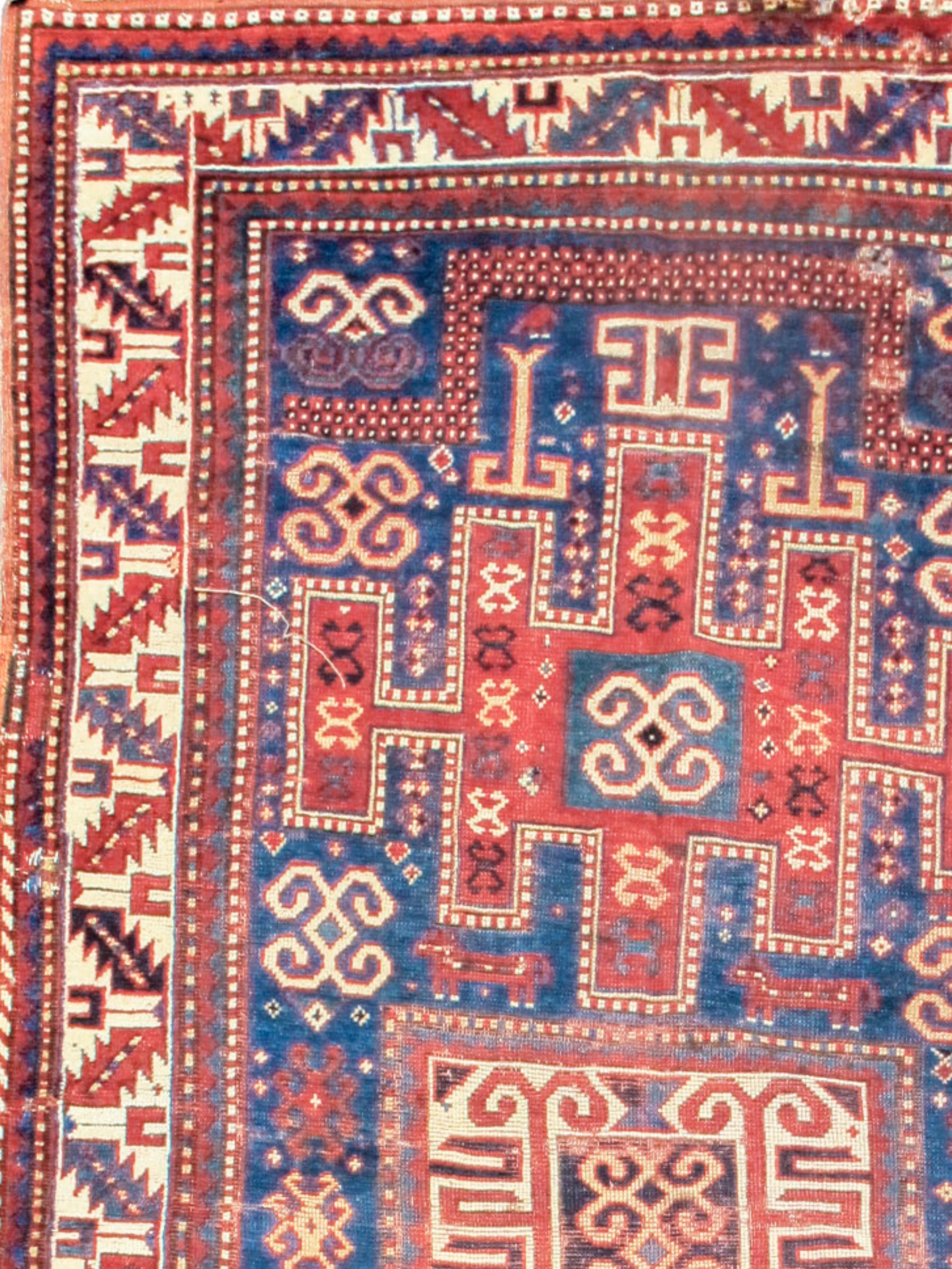Kazak-Teppich, spätes 19. Jahrhundert im Zustand „Relativ gut“ im Angebot in San Francisco, CA