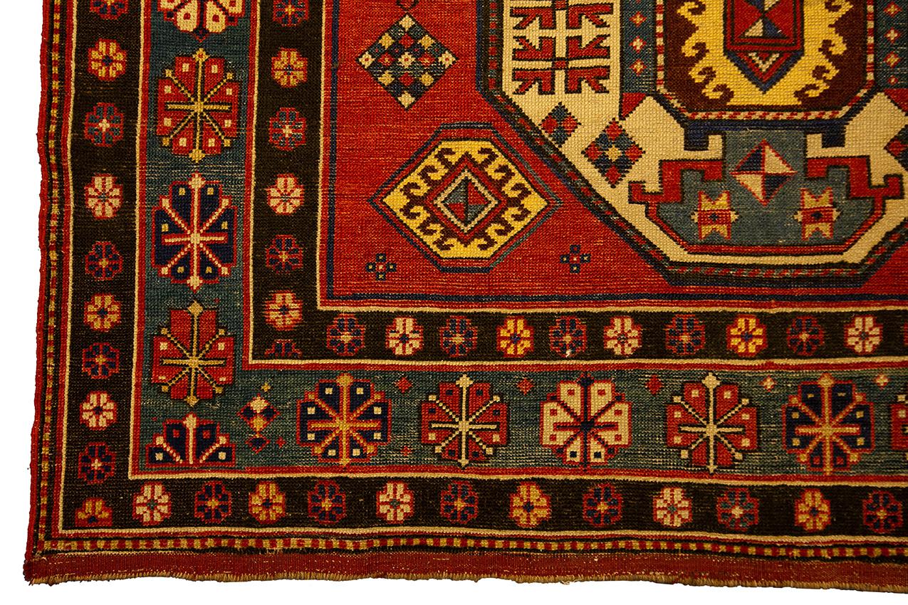 Wool Kazak Rug “Lori Pampak” Caucasian Geomteric Design Late 19th Century For Sale