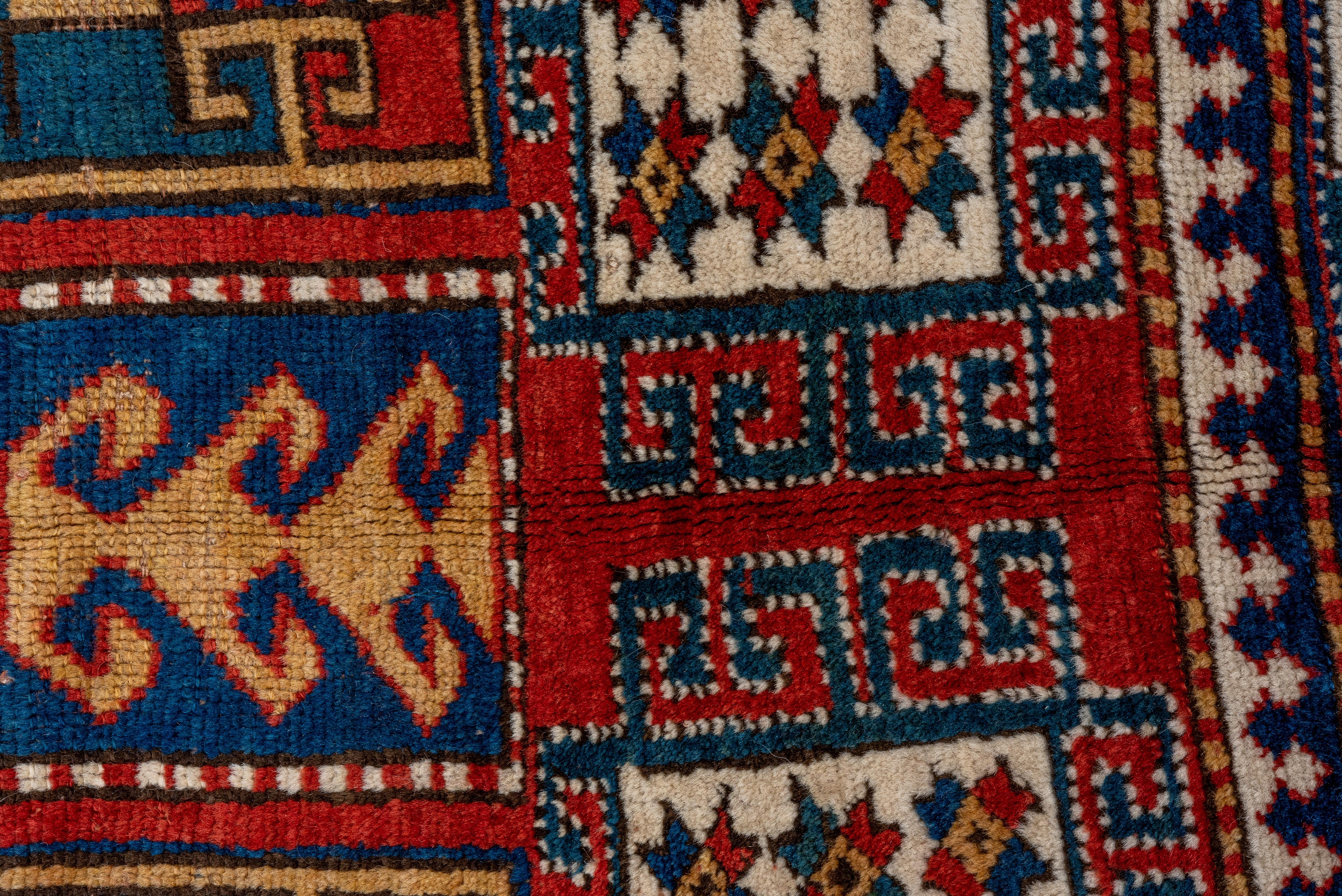 Kazak Rug Octagon Medallion and Geometric Panel Design For Sale 1