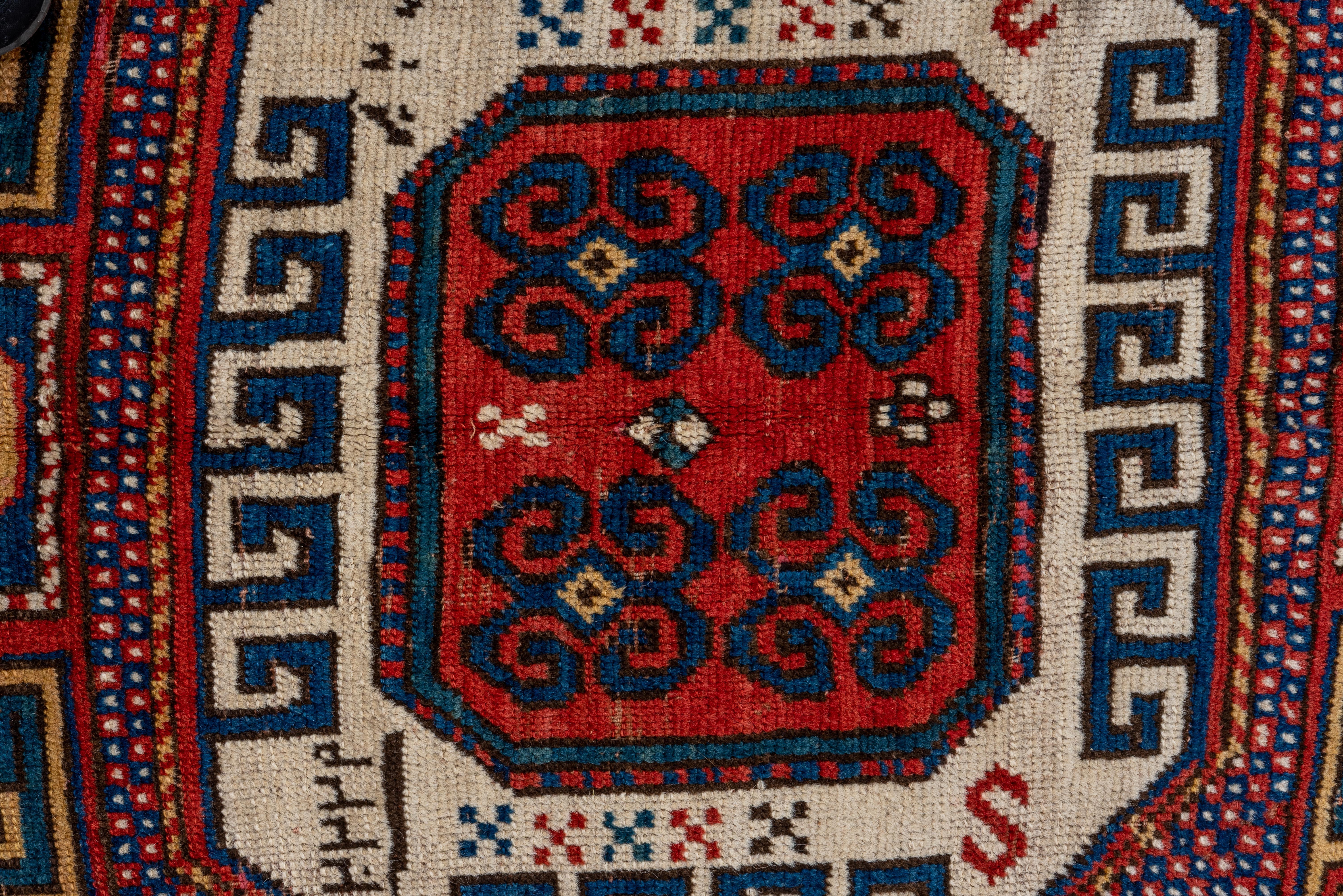 Kazak Rug Octagon Medallion and Geometric Panel Design For Sale 2
