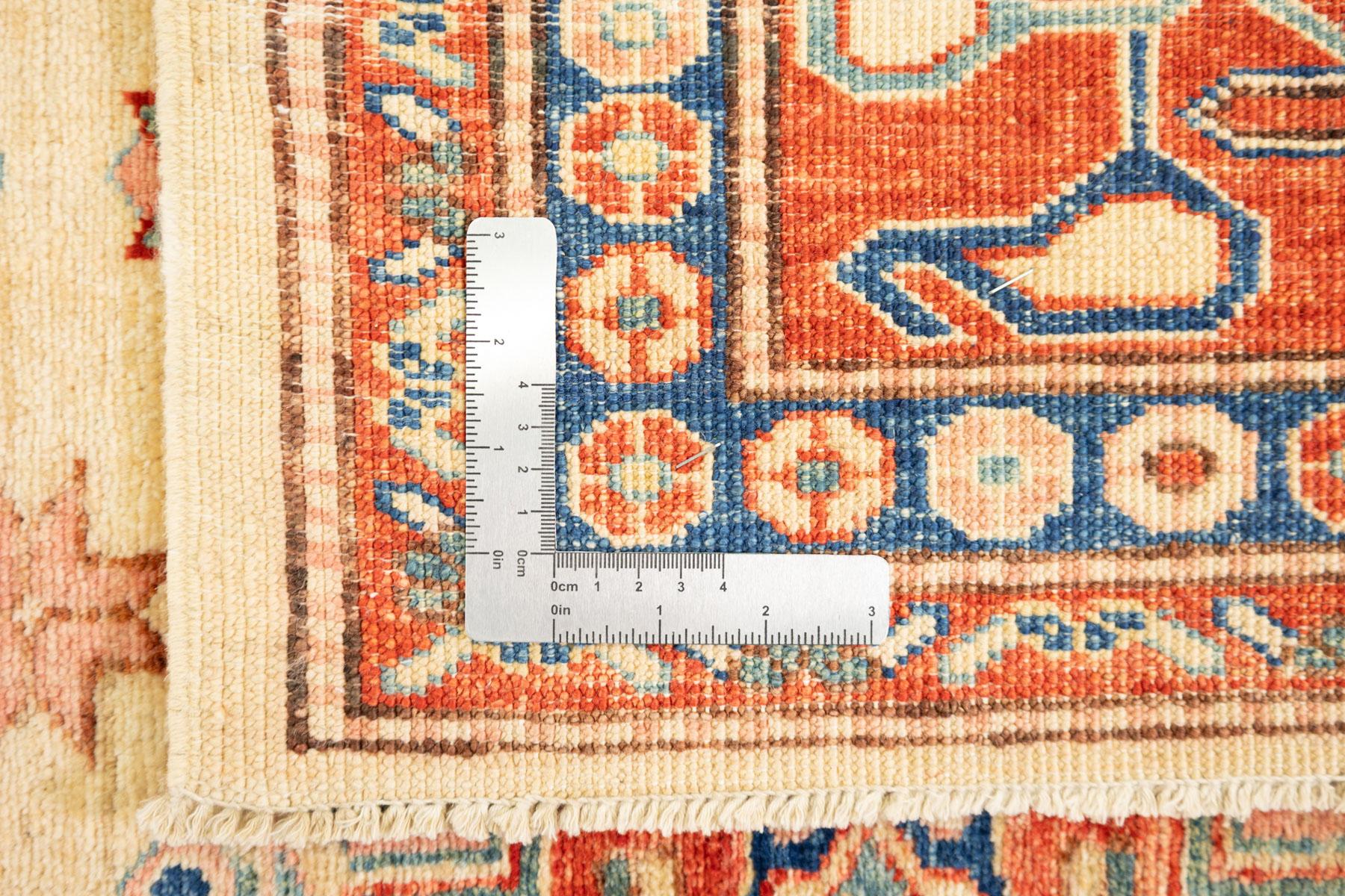 Kazak Style Teppich, handgeknüpft, 7.9 × 5.5 ft - Elfenbein, Rot und Blau im Angebot 2