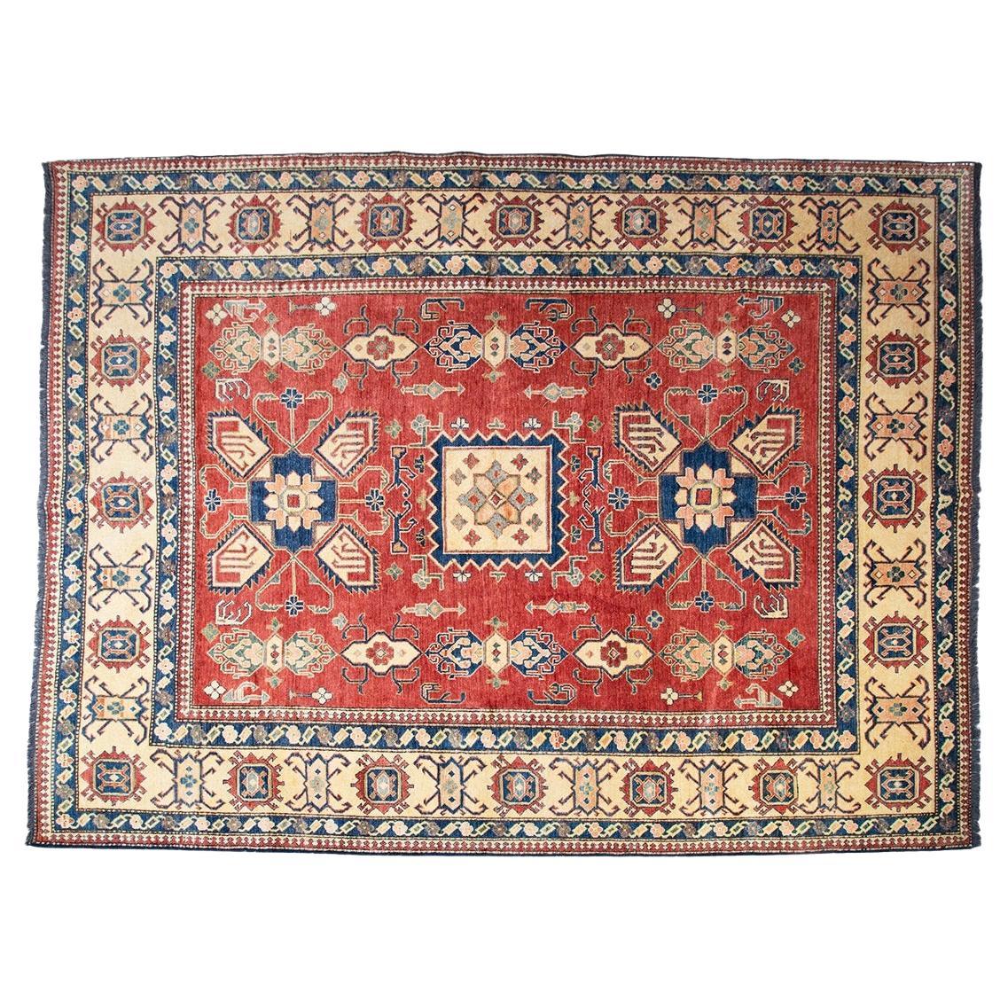 Kazak-Wollteppich Handgeknüpft im Angebot