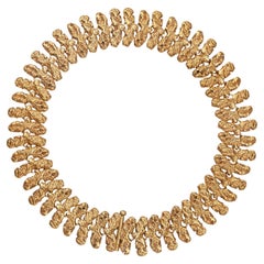 Kazbegi Necklace handmade of more than 24ct gold-plated 48 bronze ridges