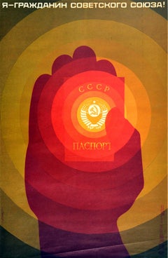 Original Vintage Poster Citizen Of The USSR CCCP Passport Soviet Propaganda Art