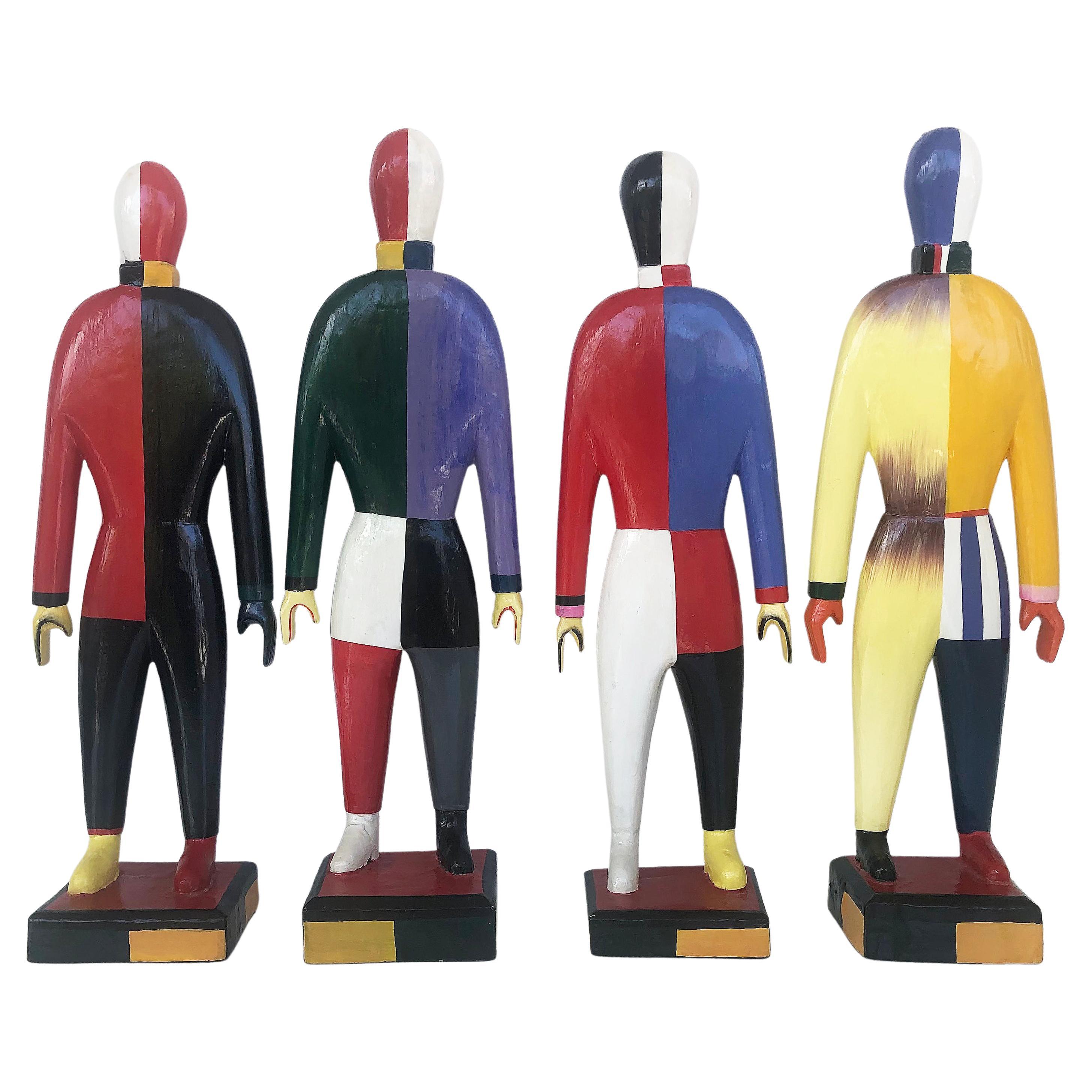 Kazimir Malevich Avant-Garde "Sportsmen" Sculptures, Original Group of 4