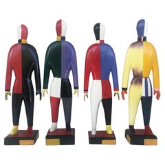 Kazimir Malevich Avant-Garde "Sportsmen" Sculptures, Original Group of 4