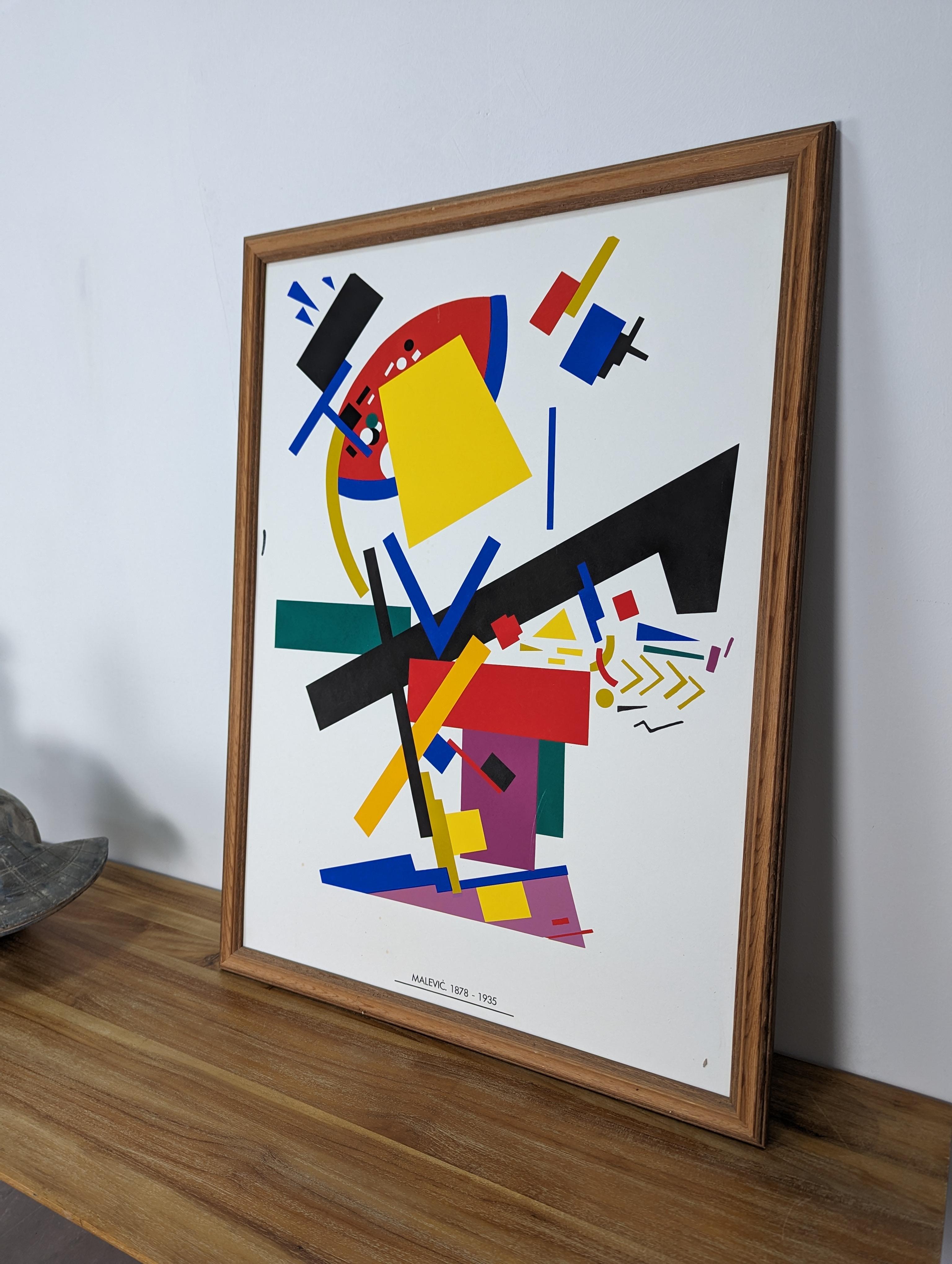 Beautiful quality lithograph being an original mid-century exhibition poster by the great artist Kazimir Malevich. Framed without glass.